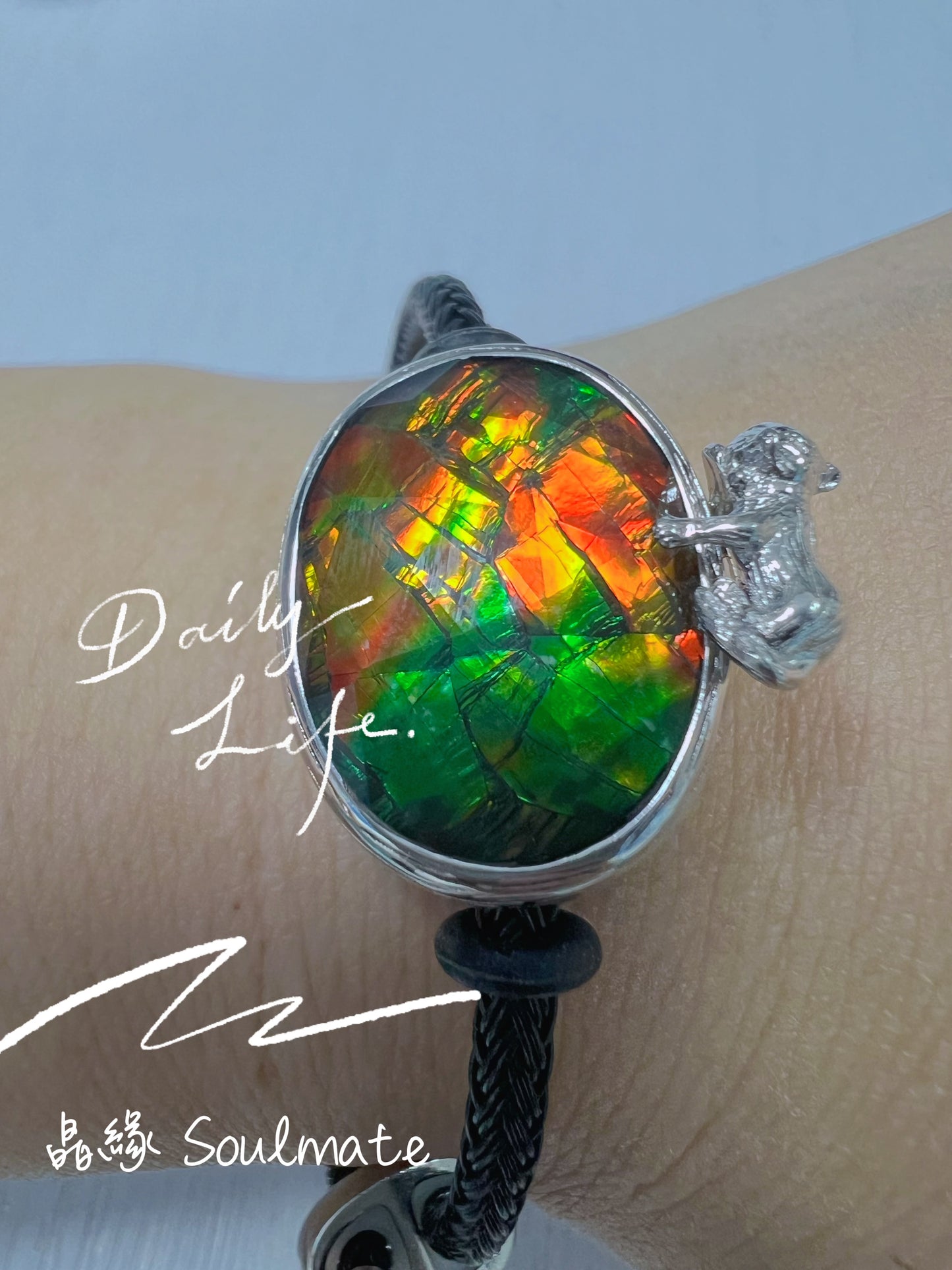 斑彩石盒子 18x23mm (石15x20mm)