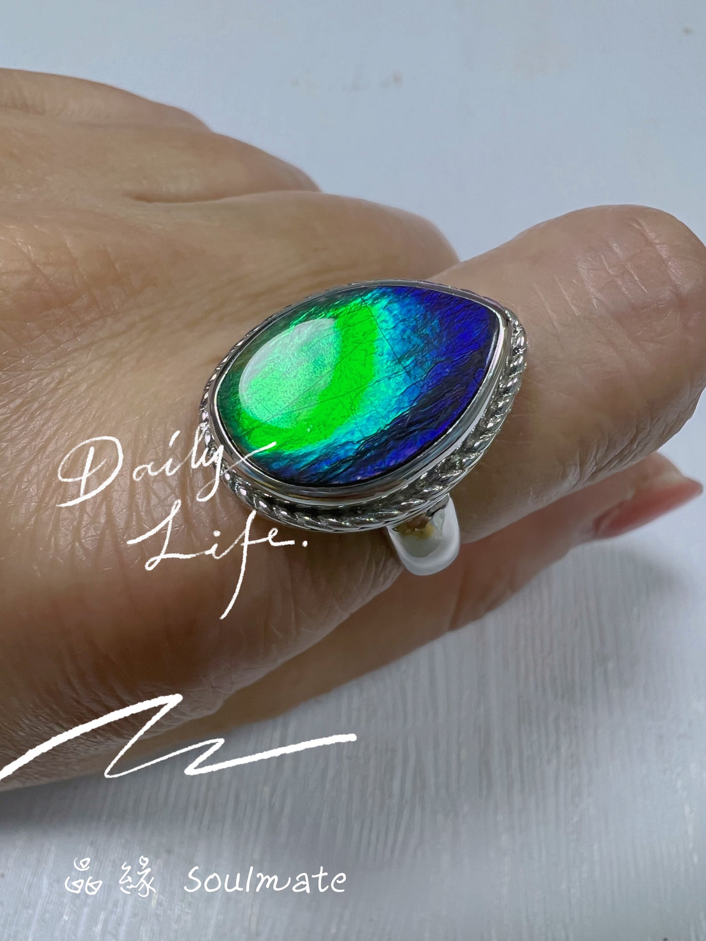 斑彩石戒指 15x20mm