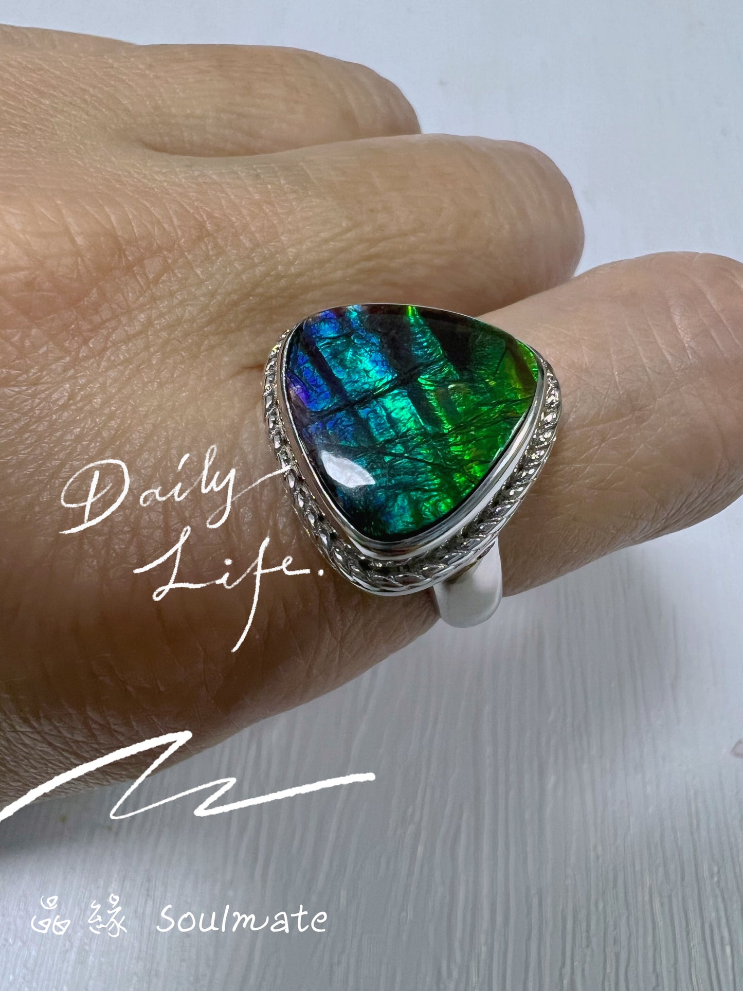 斑彩石戒子 17mm (石14mm)