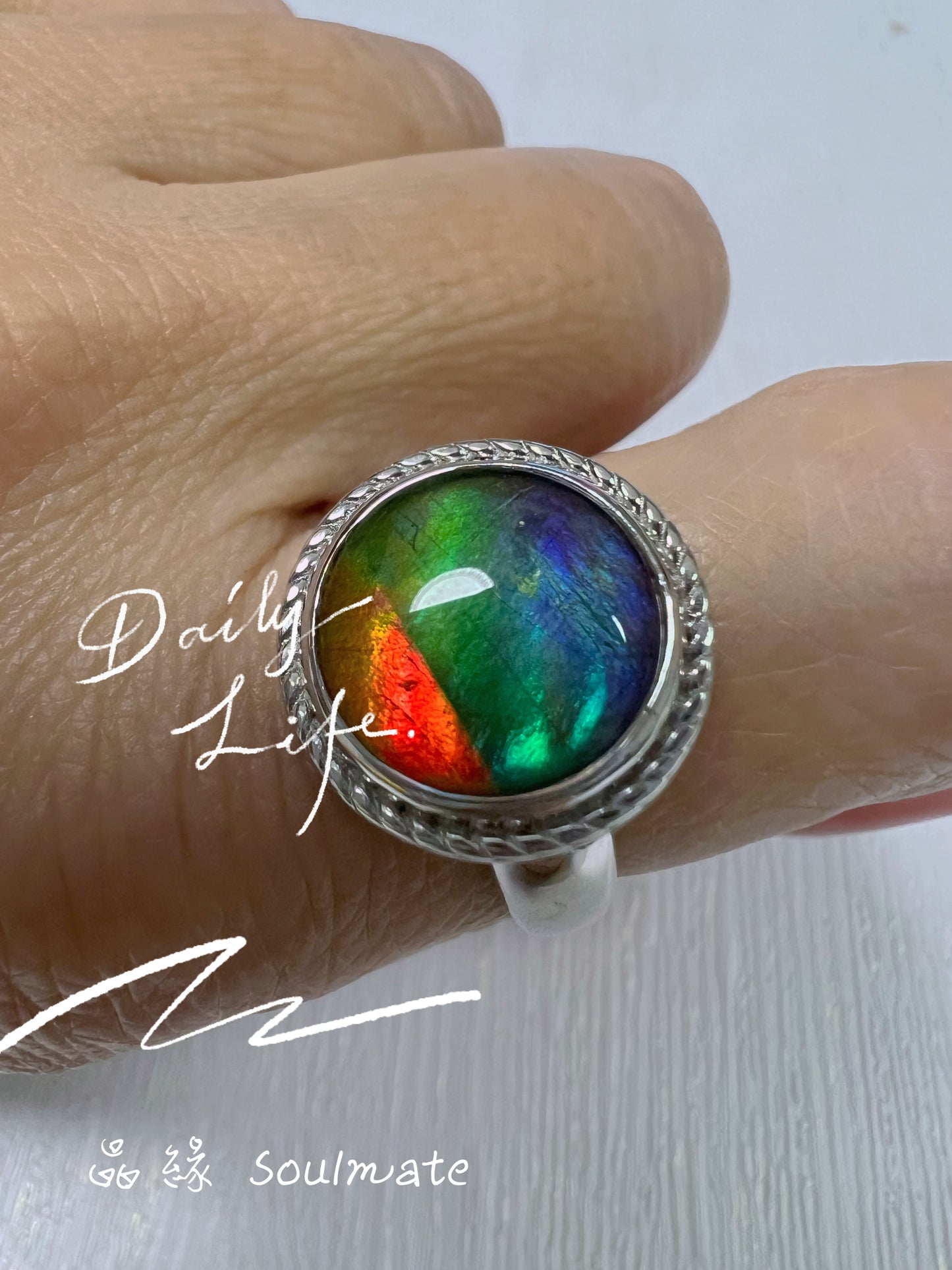 斑彩石戒指 15mm