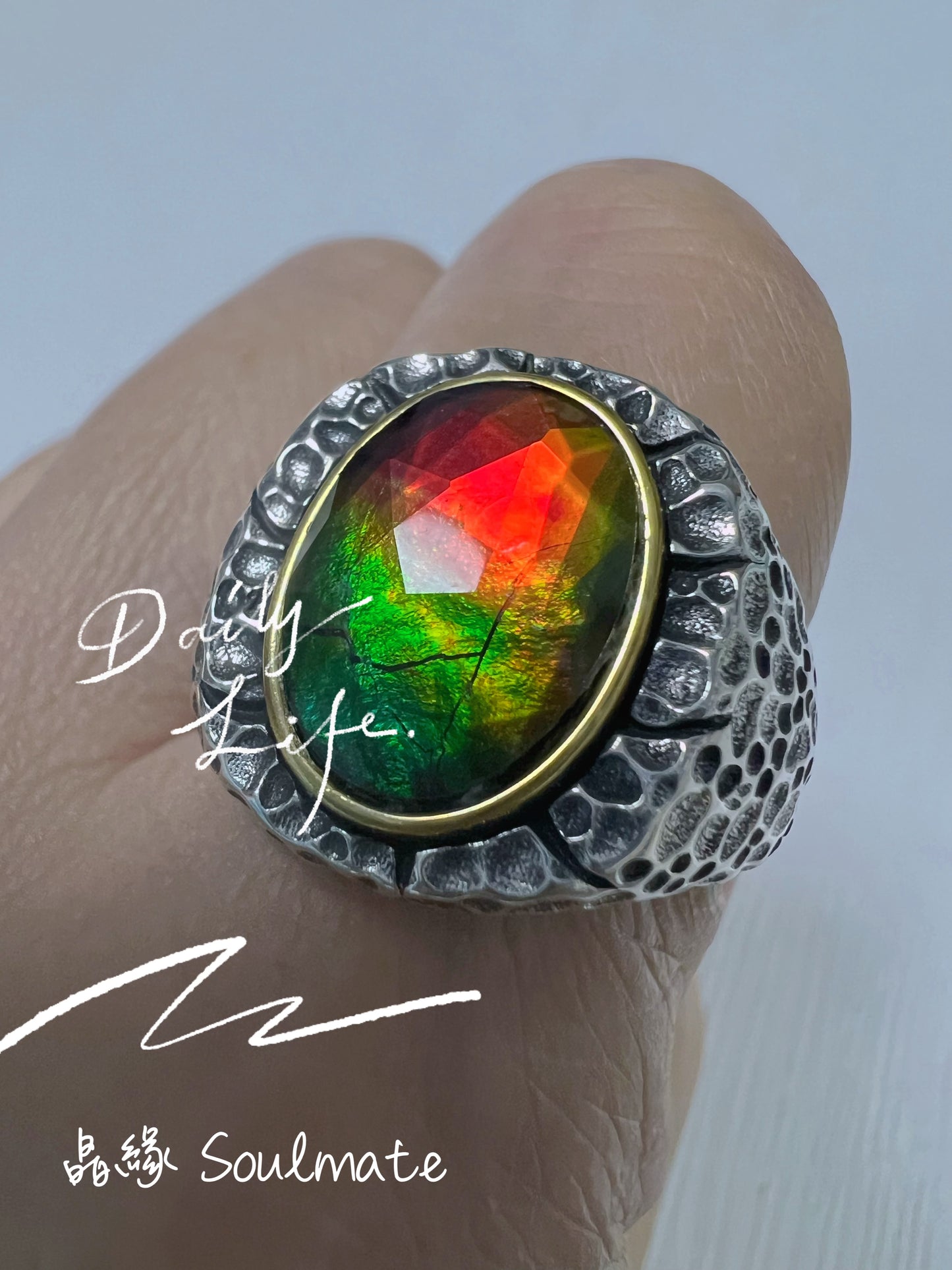 斑彩石戒指 12x14mm