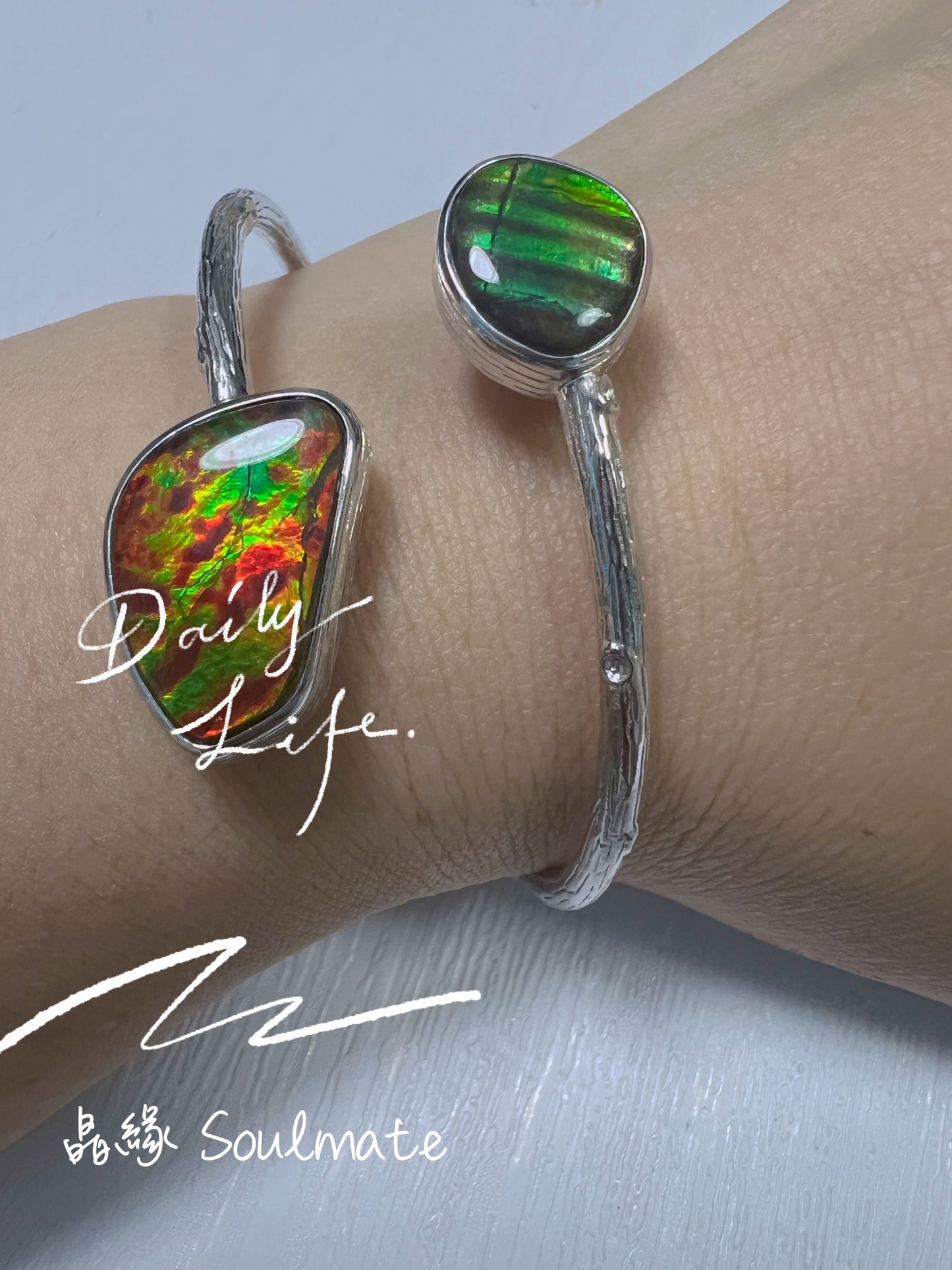 斑彩石手鐲 14x22mm, 12x14mm