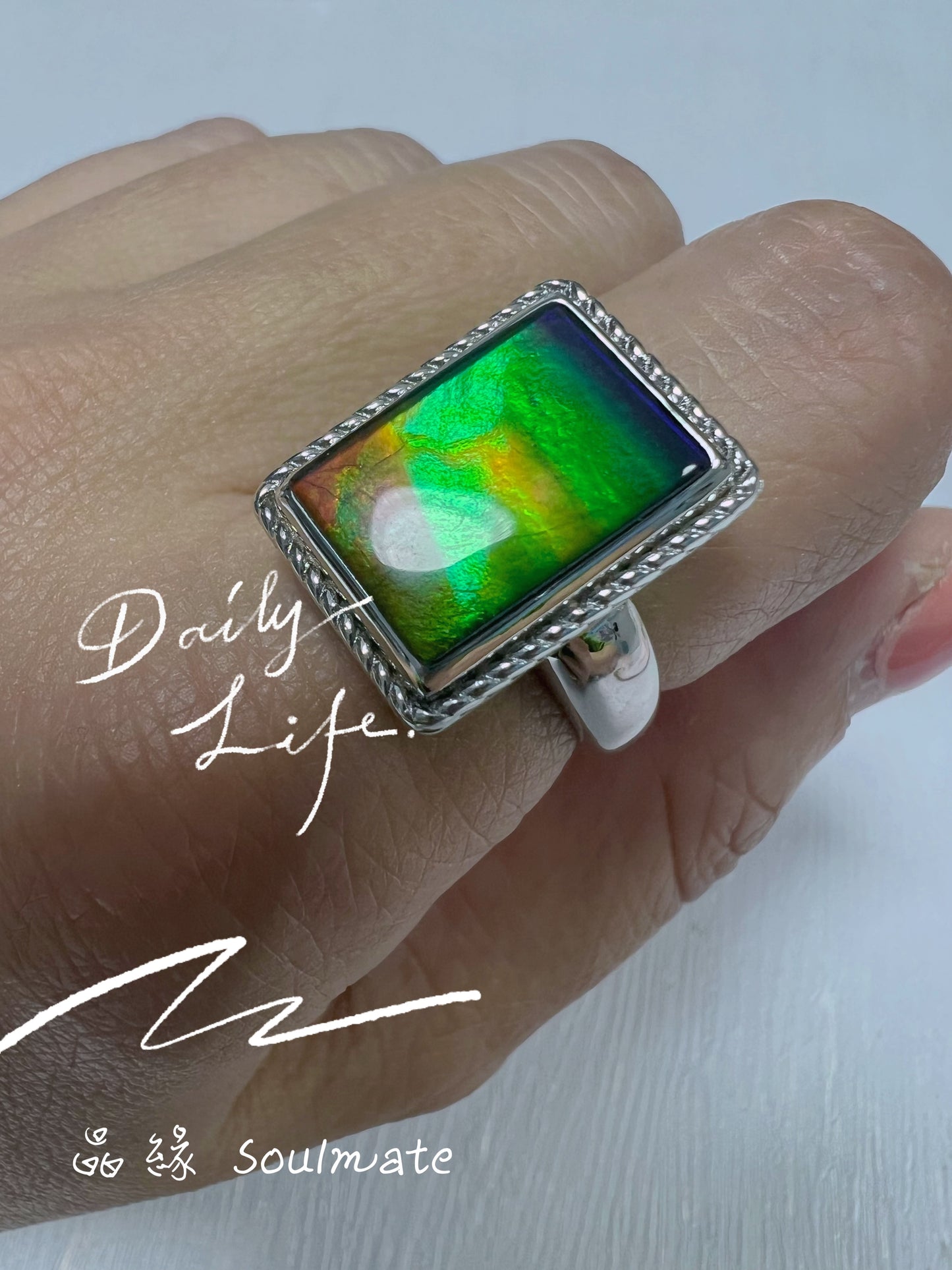 斑彩石戒指 13x17mm (石10x14mm)