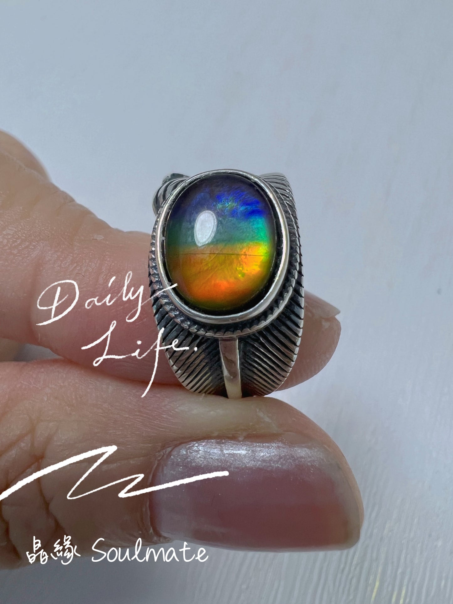 斑彩石戒指 8x10mm