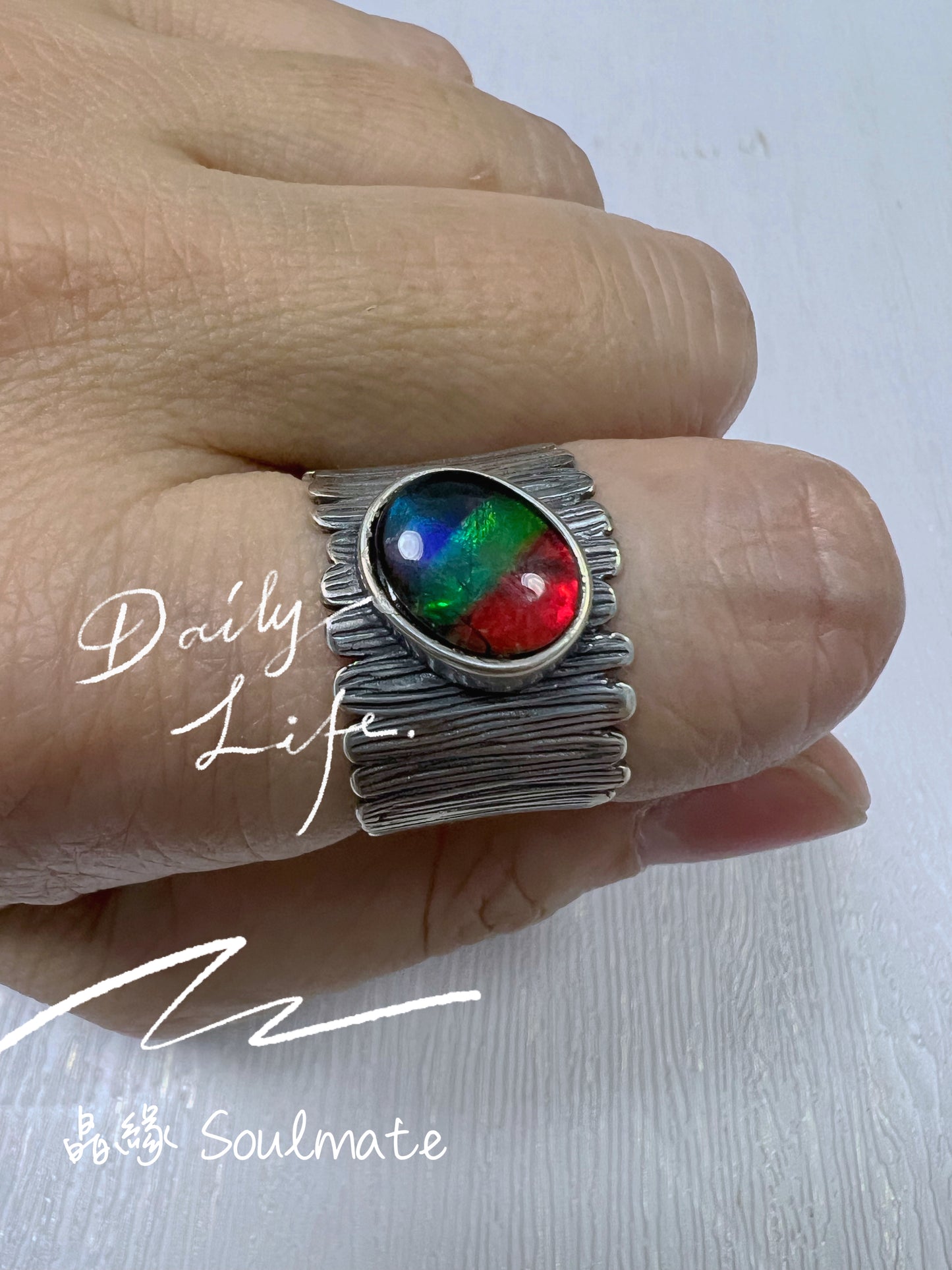 斑彩石戒指 8x10mm