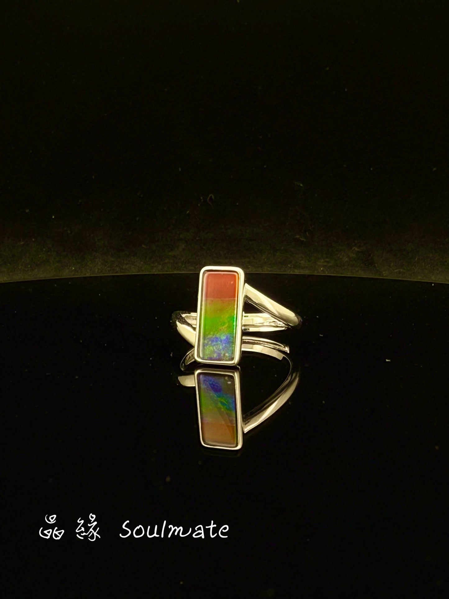 斑彩石戒指 6x13mm