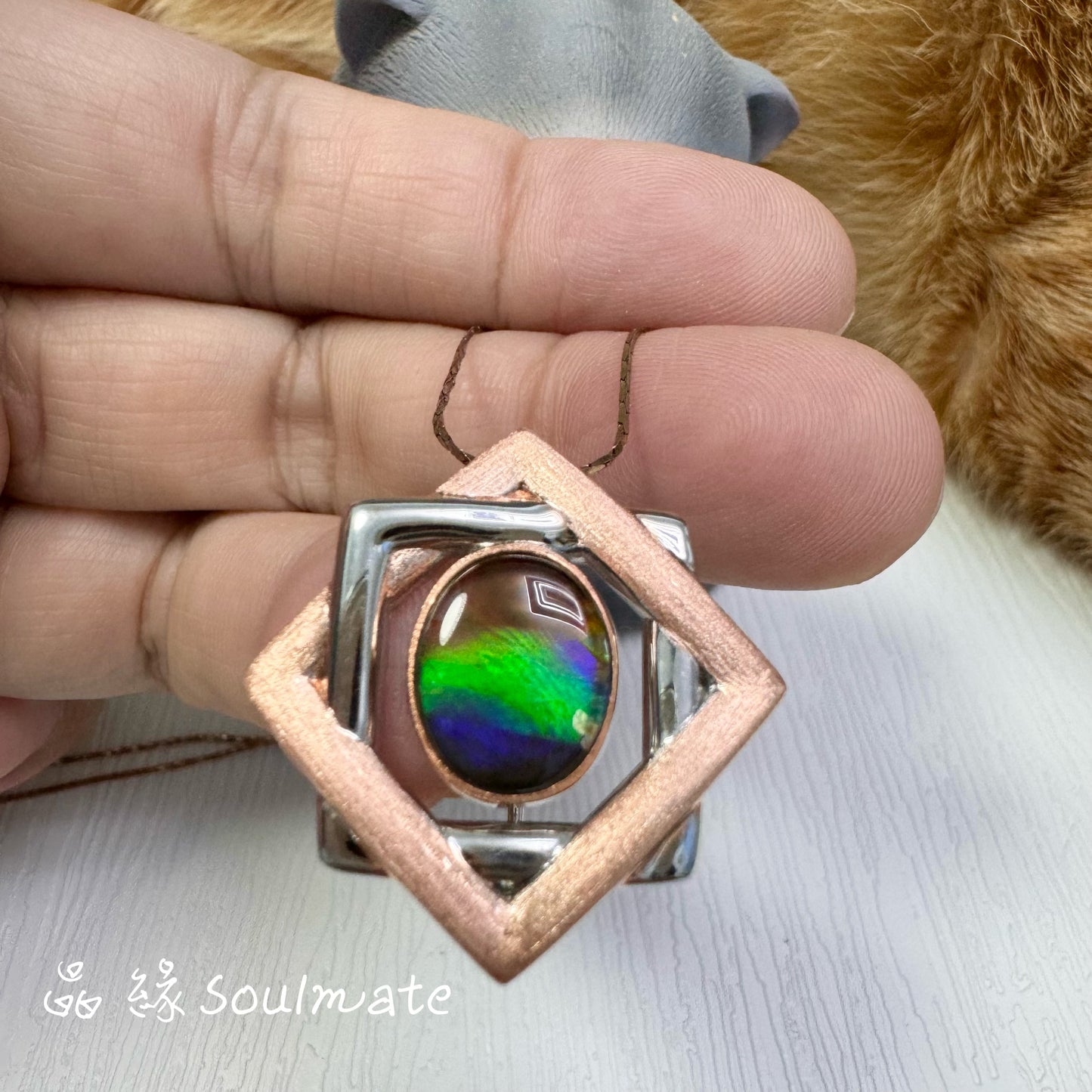 斑彩石吊墜+胸針 26mm (石9x11mm)