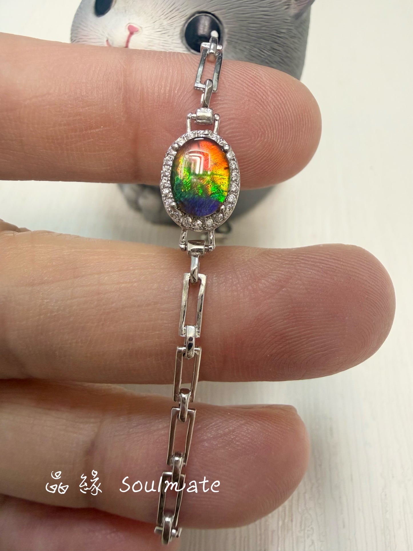 斑彩石手鏈 (石6x8mm)