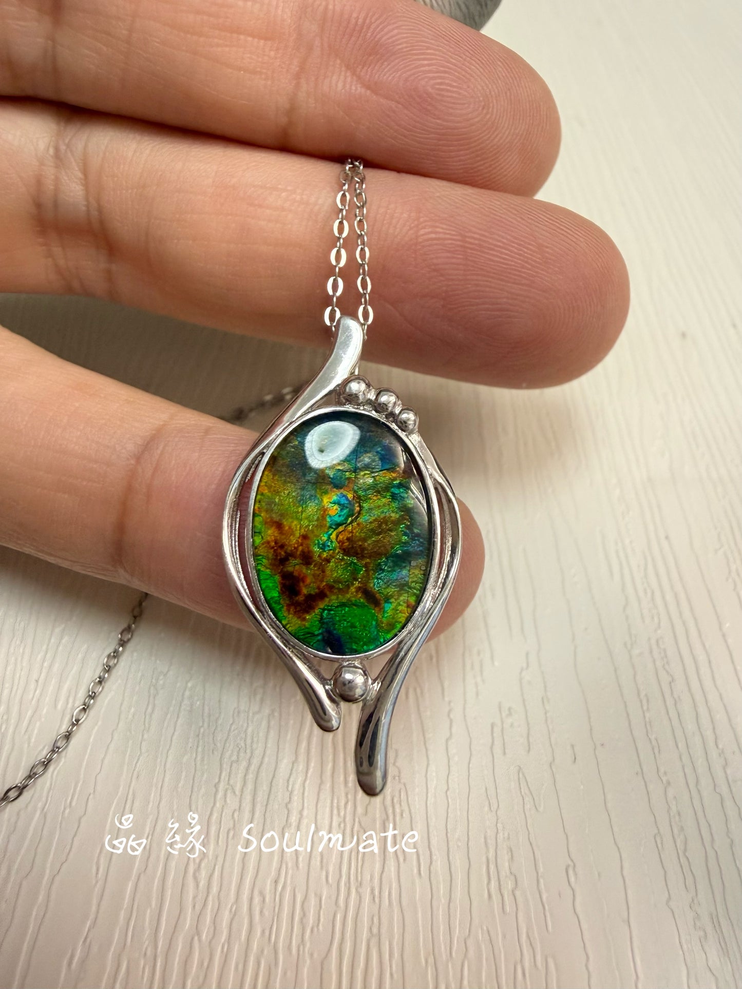 斑彩石吊墜 (石12x16mm)