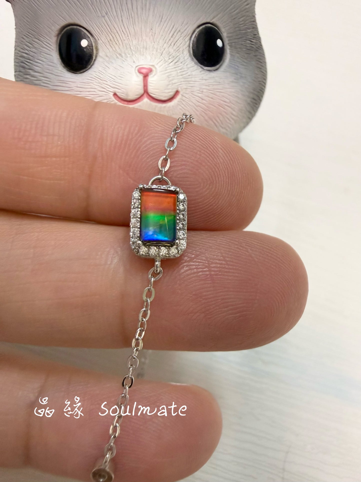 斑彩石手鏈 (石4x6mm)
