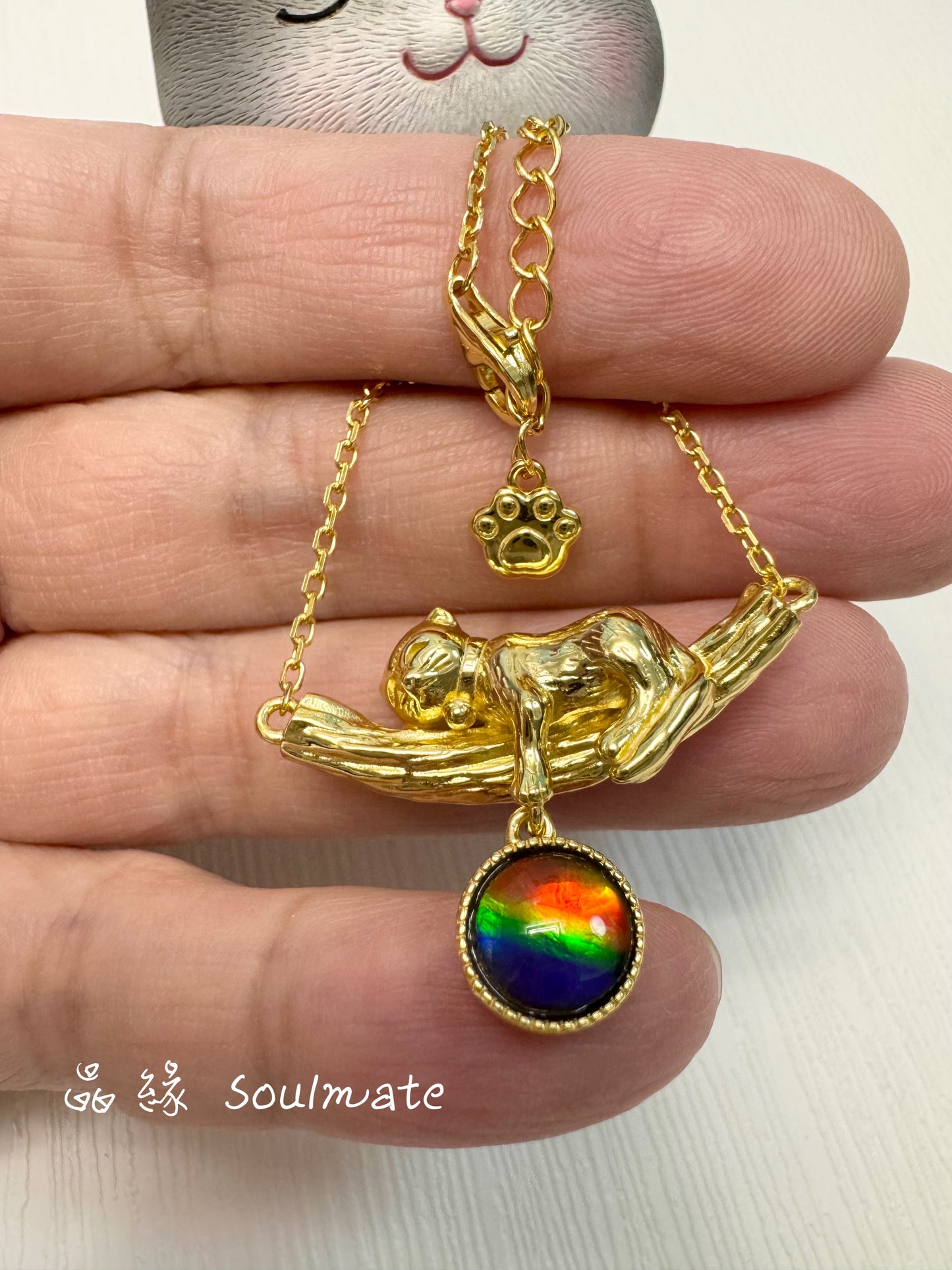 斑彩石頸鏈 (石8mm)