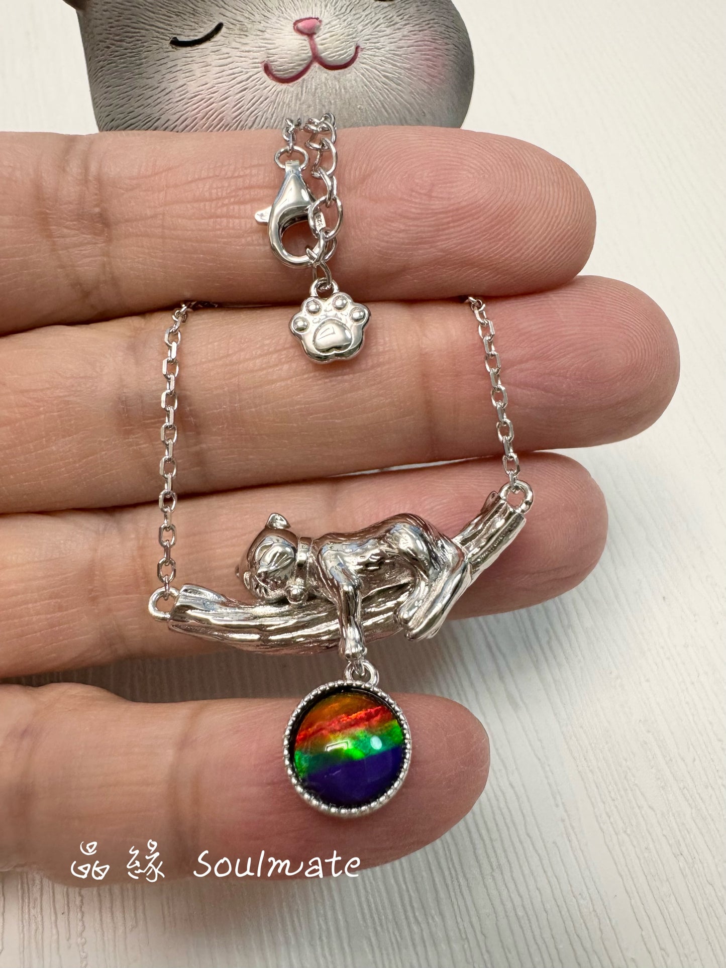 斑彩石頸鏈 (石8mm)