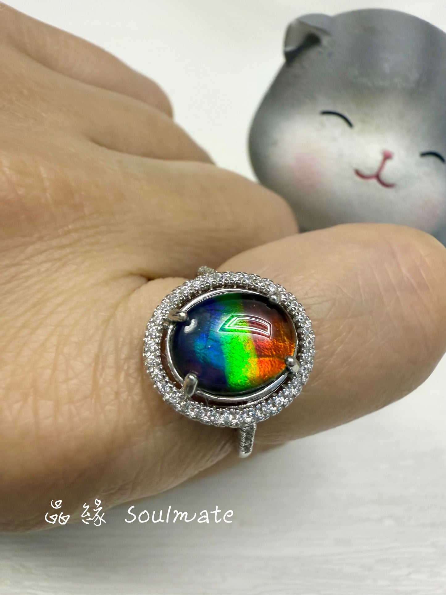 斑彩石戒指 8x10mm