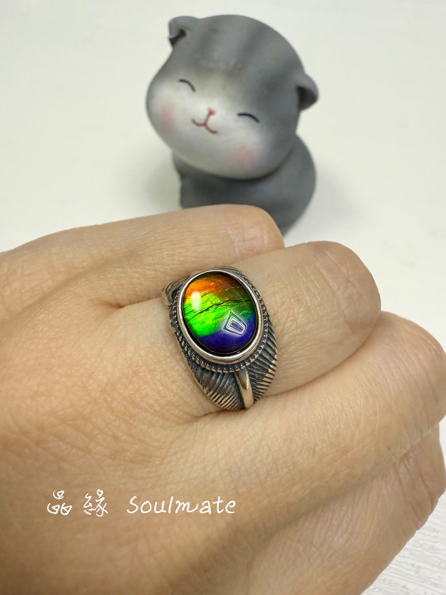 斑彩石戒指 8x10mm