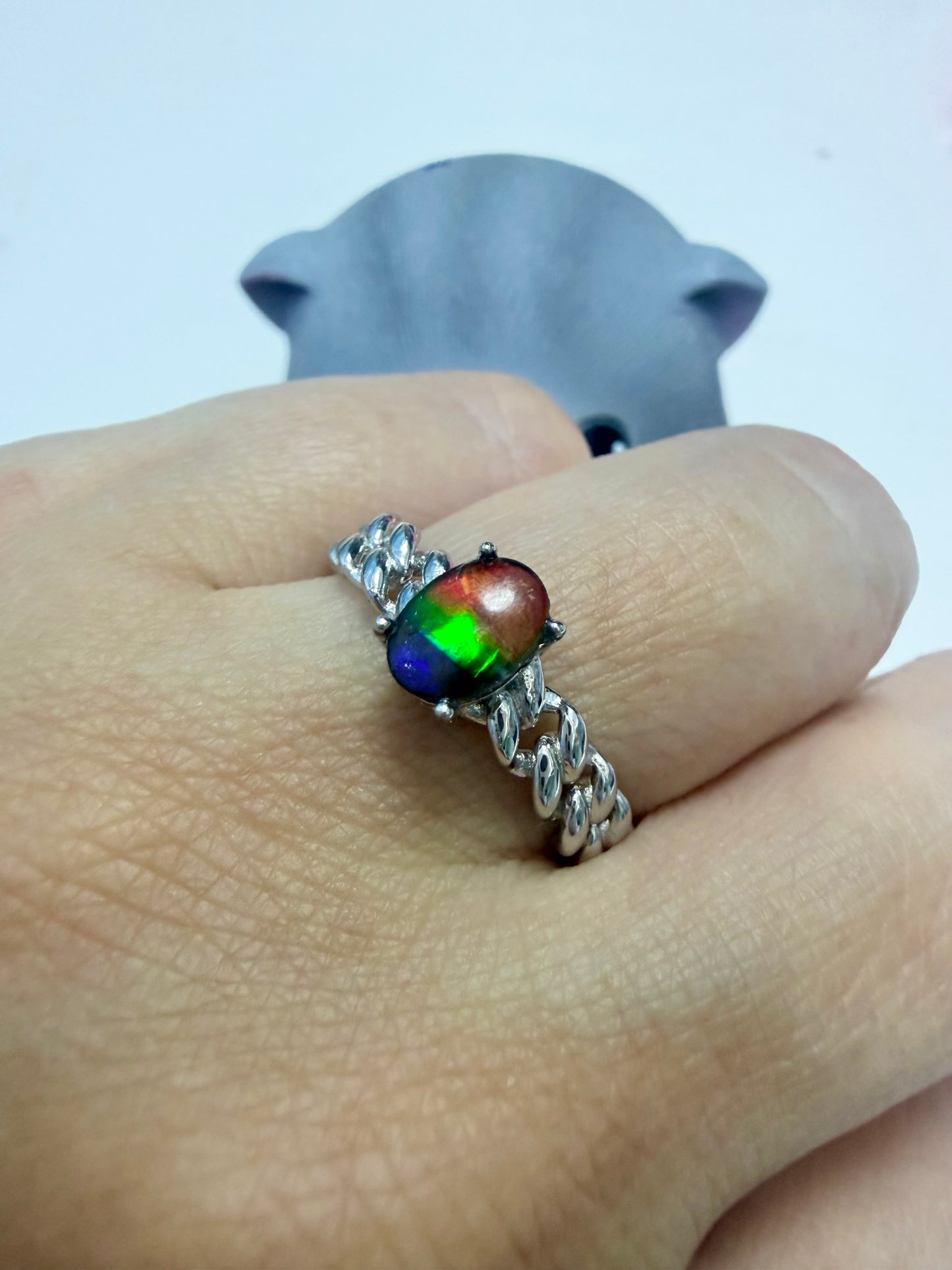 斑彩石戒指 (石5x7mm)