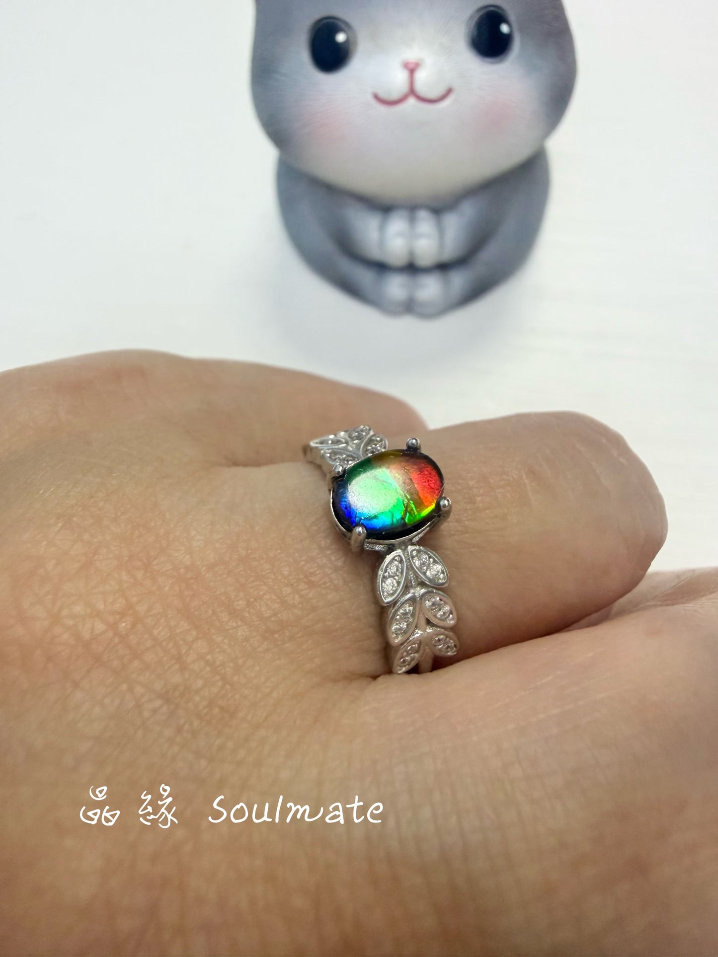 斑彩石戒指 (石6x8mm)