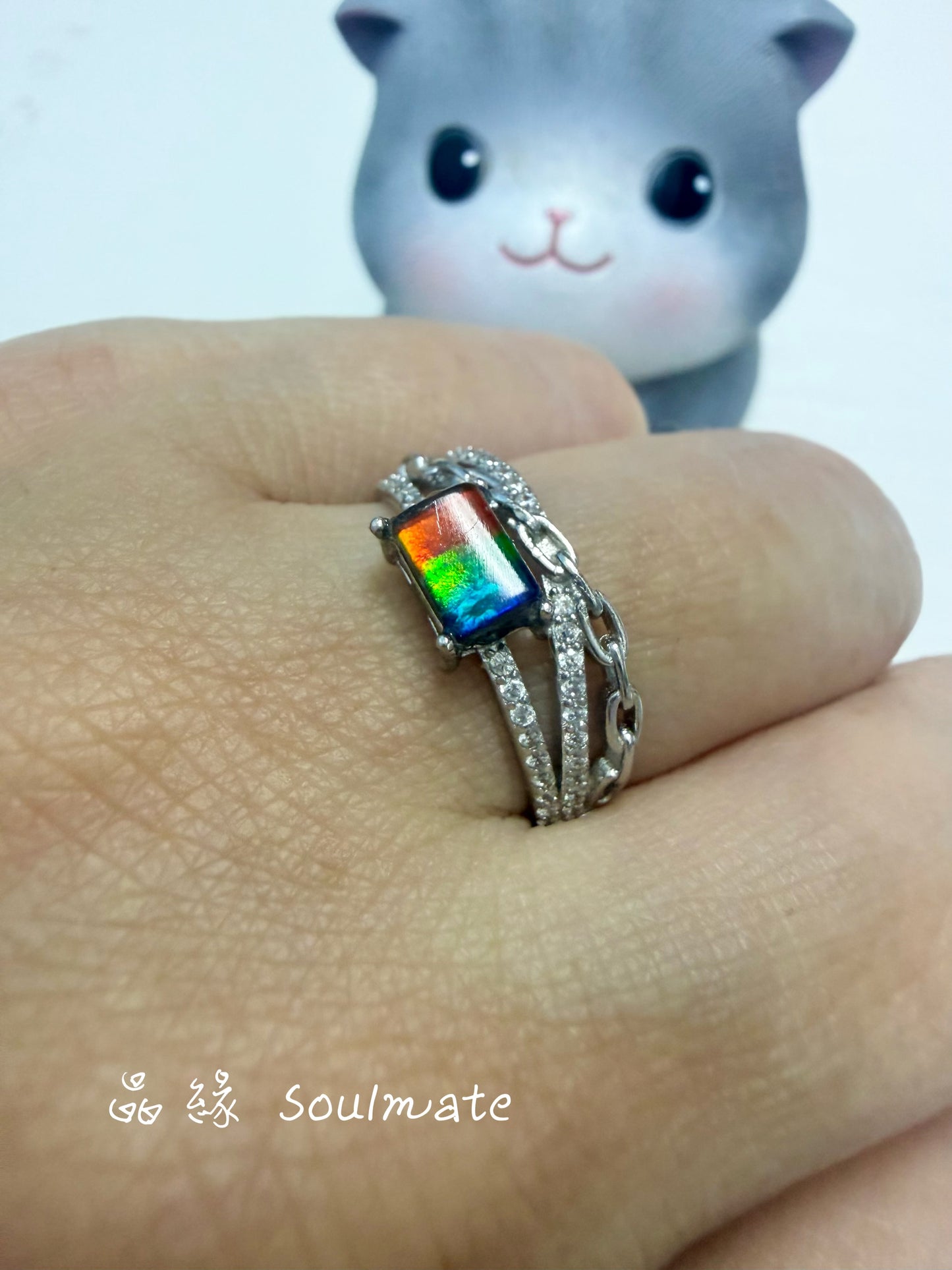 斑彩石戒指 (石4x6mm)