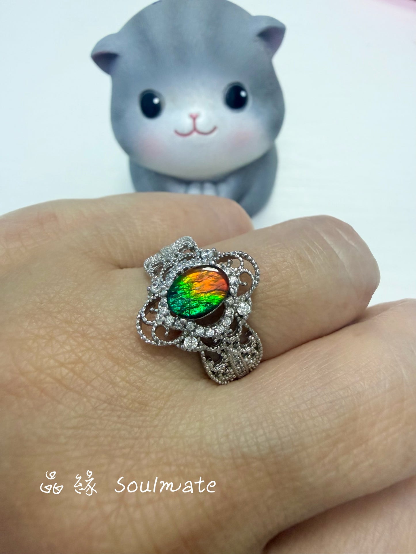 斑彩石戒指 (石5x7mm)