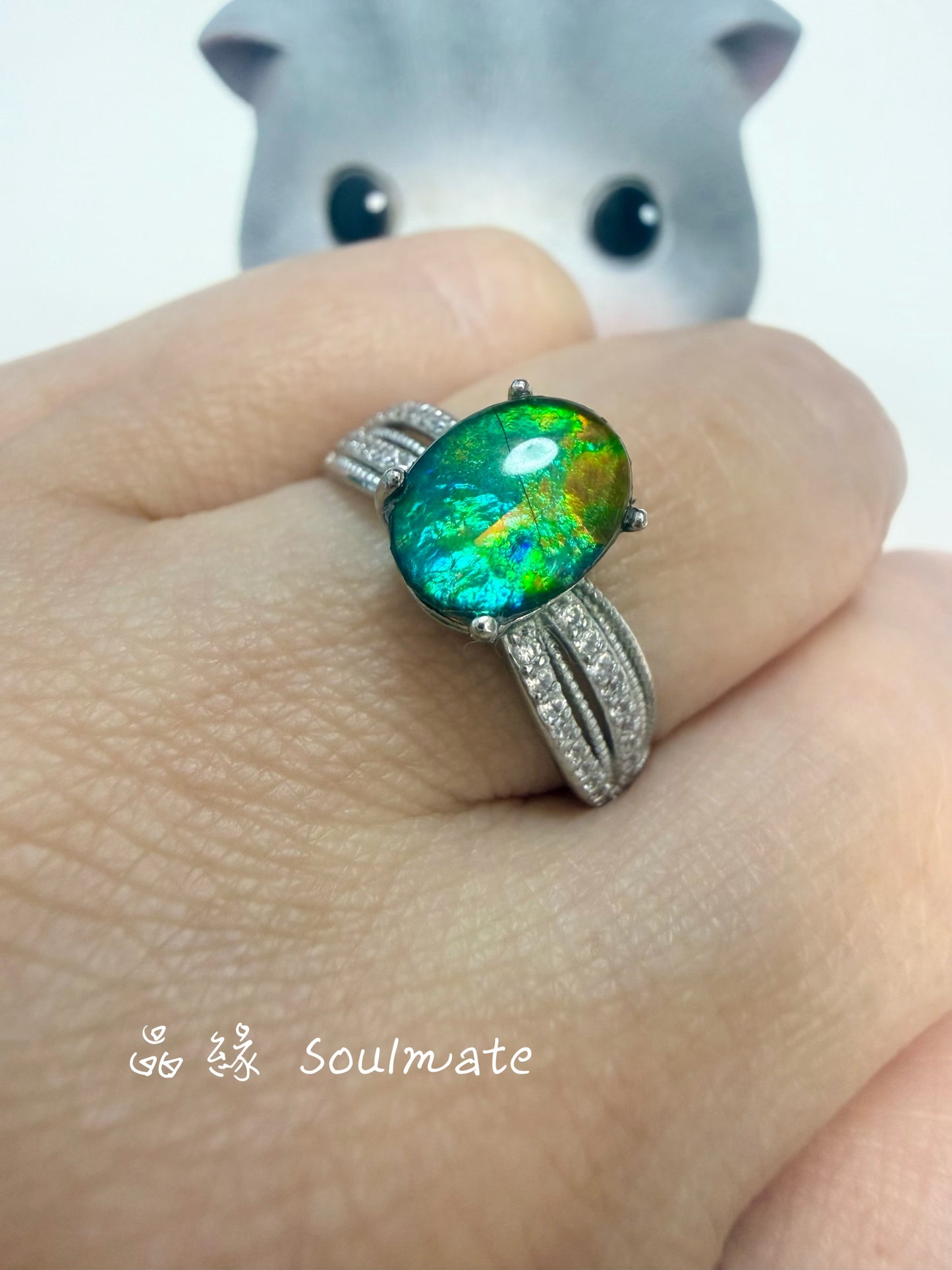 斑彩石戒指 (石7x9mm)