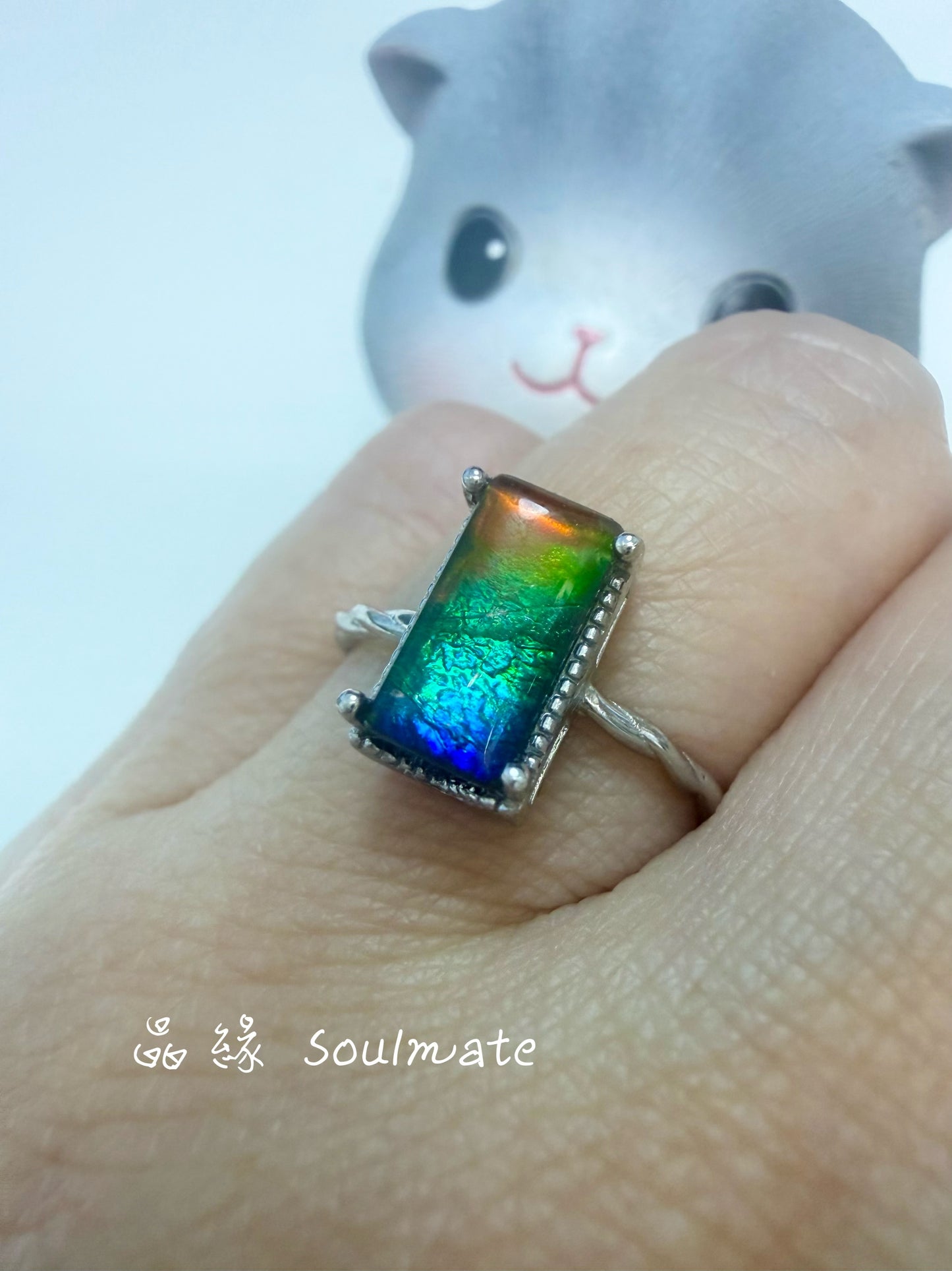 斑彩石戒指 (石5x10mm)