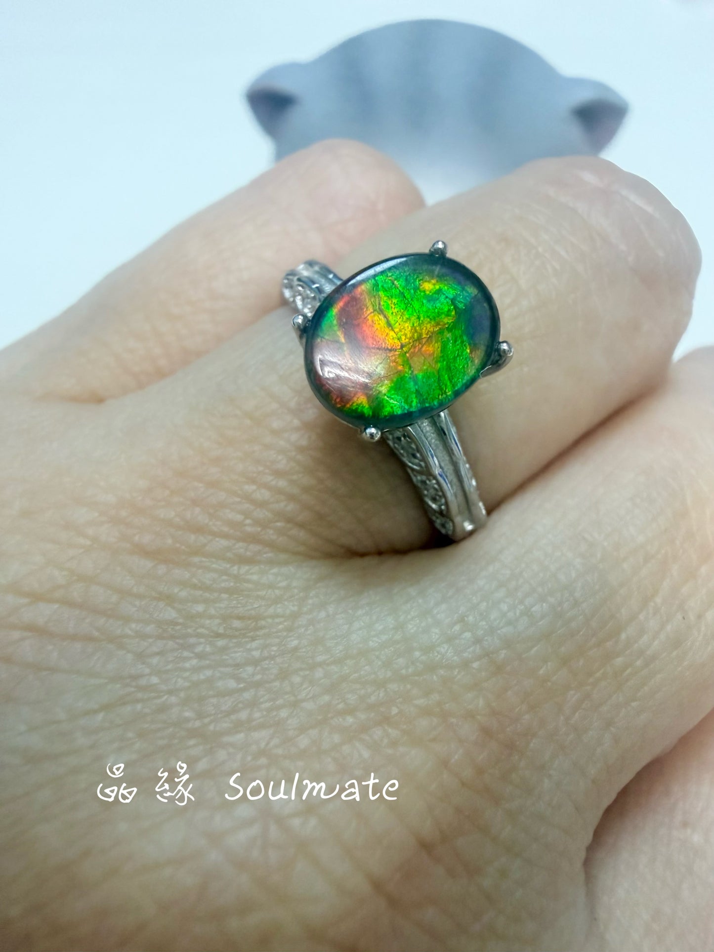 斑彩石戒指(石7x9mm)