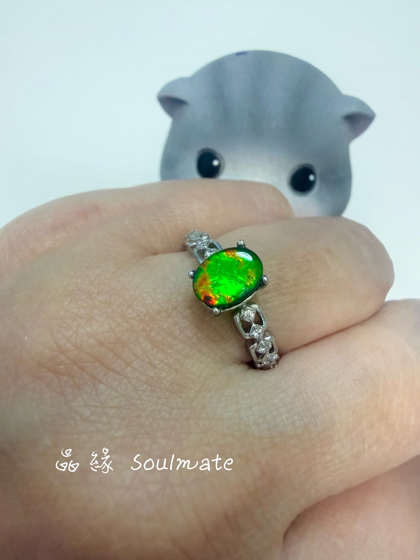 斑彩石戒指(石6x8mm)