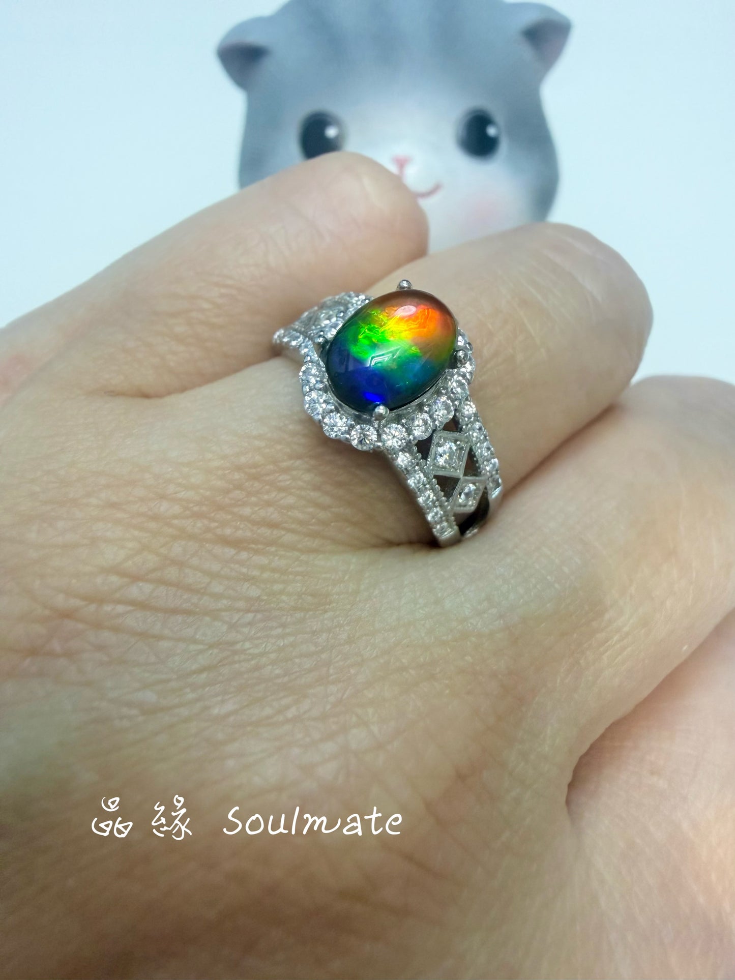 斑彩石戒指(石6x8mm)