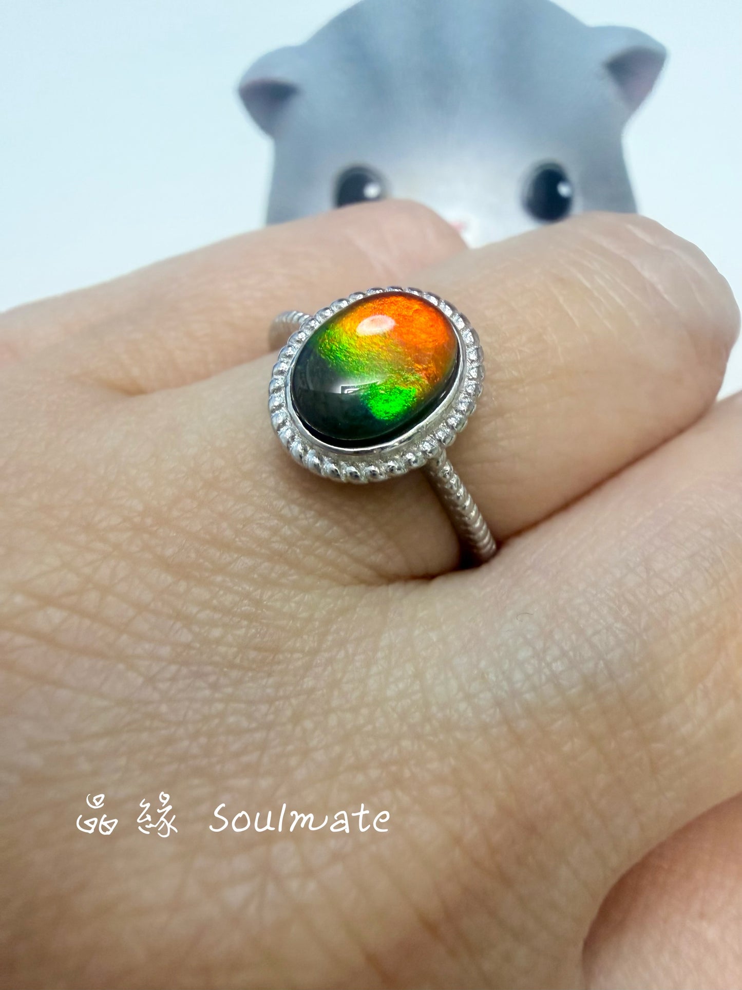 斑彩石戒指(石6x8mm)