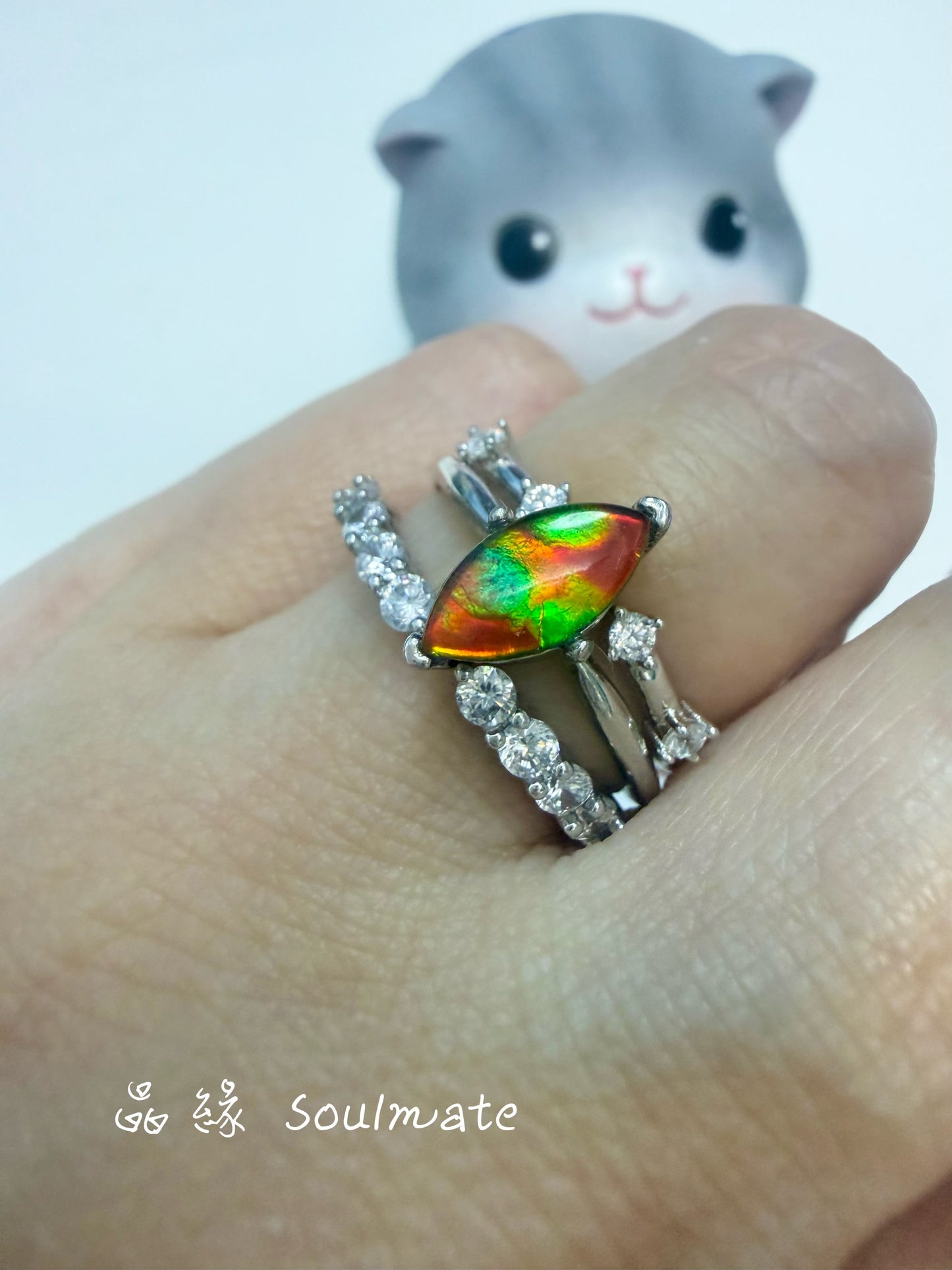 斑彩石戒指(石5x10mm)