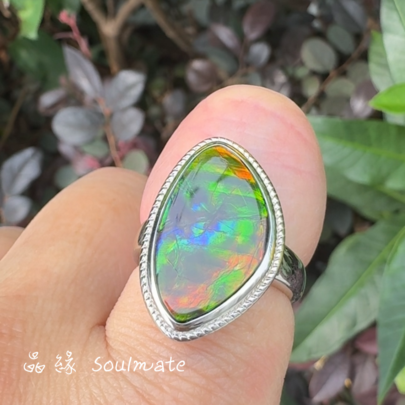 斑彩石戒指 14x22mm (石10x18mm)