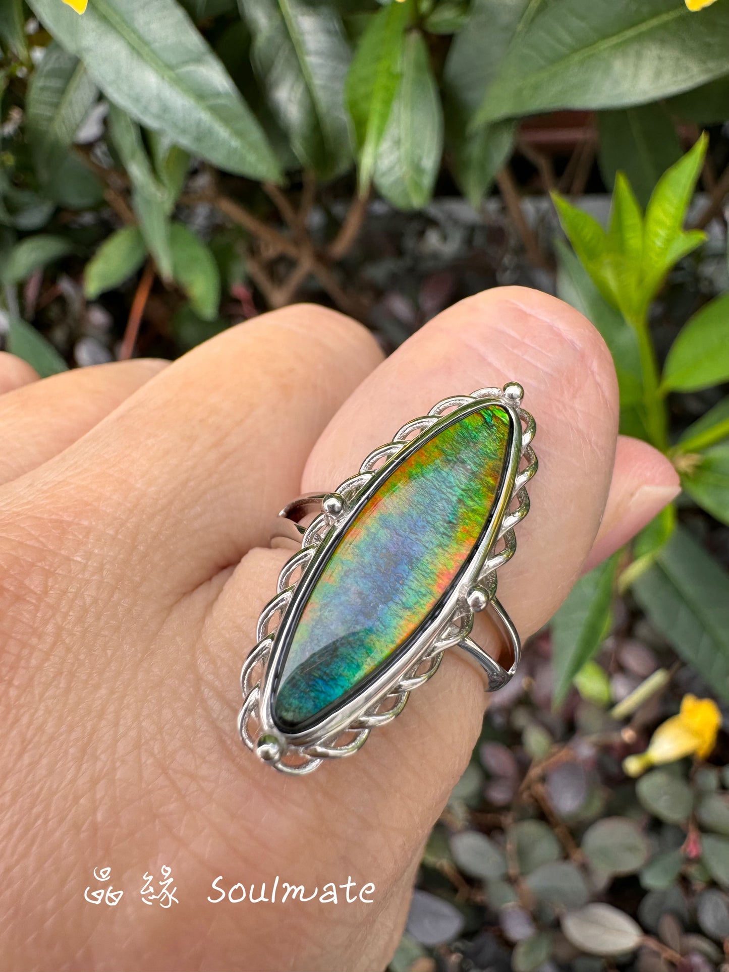 斑彩石戒指 11x27mm (石9x23mm)