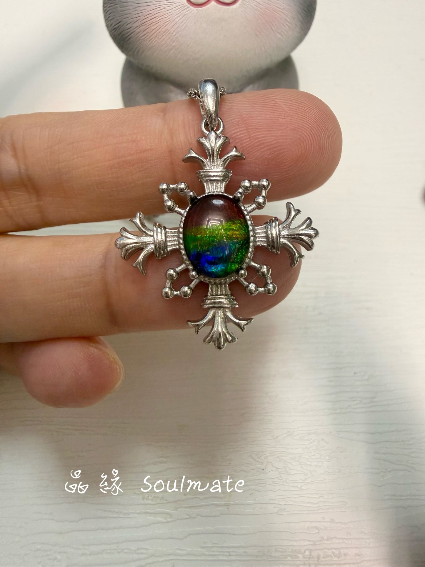 斑彩石吊墜 (石8x10mm)