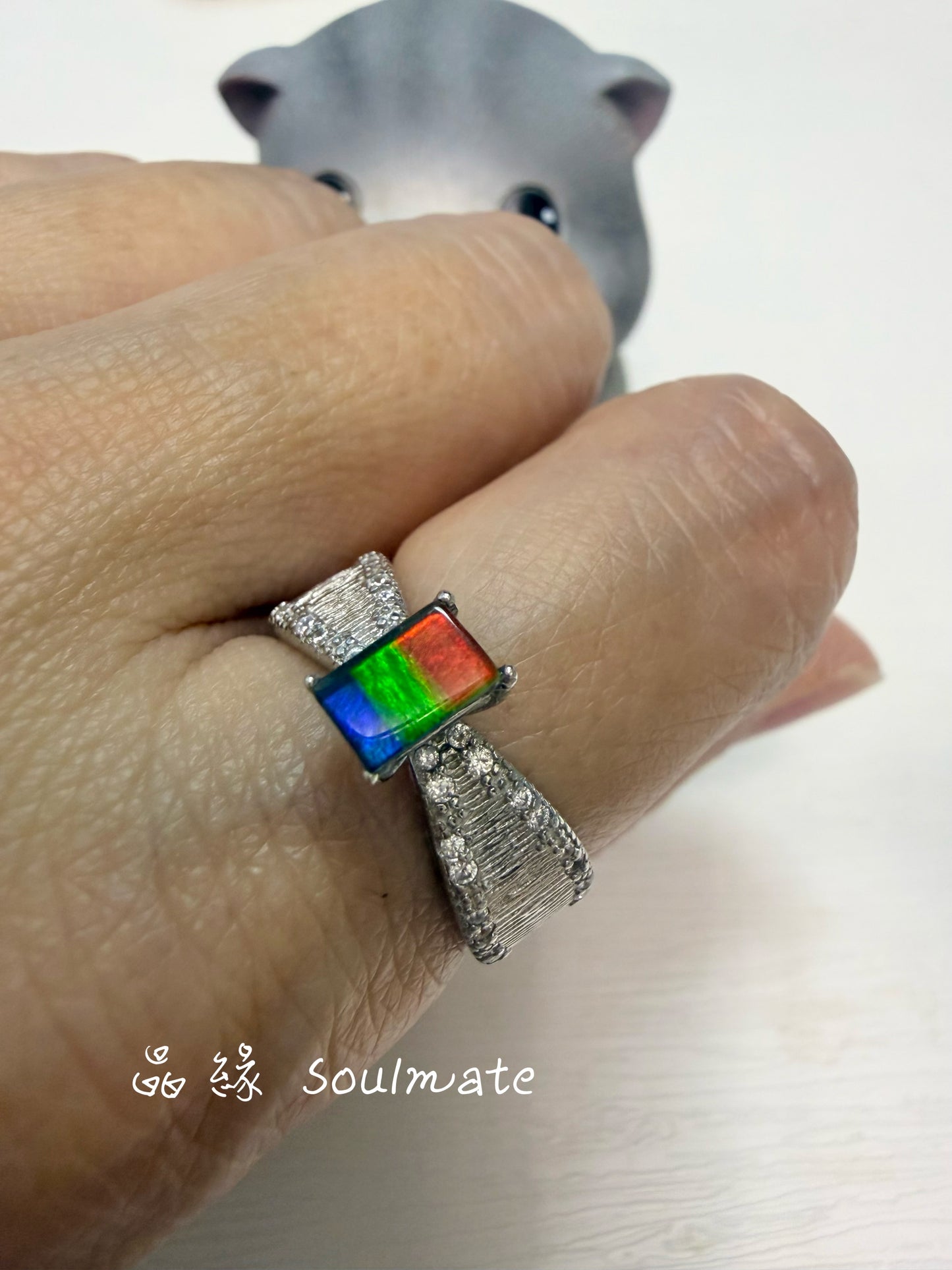 斑彩石戒指 (石4x6mm)