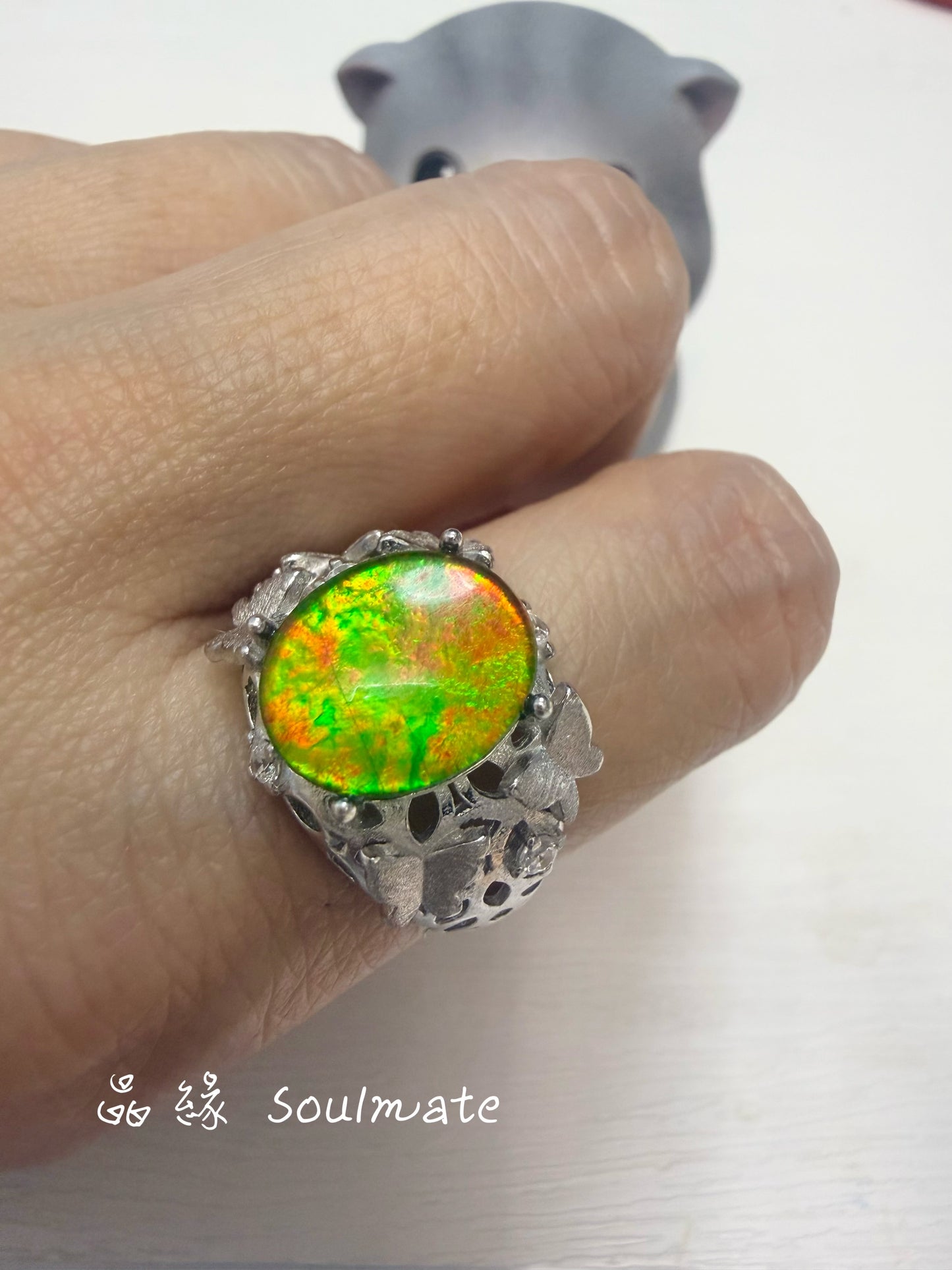 斑彩石戒指 (石10x12mm)
