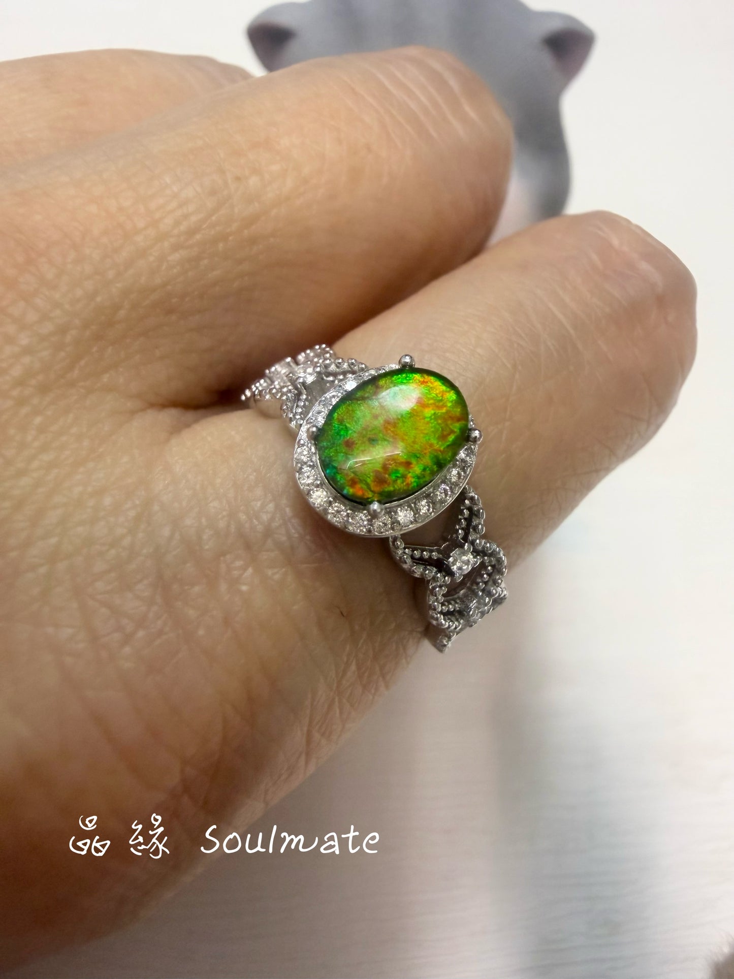 斑彩石戒指(石6x8mm)