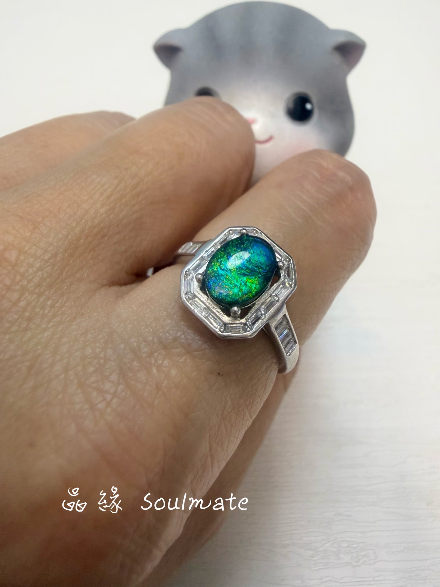 斑彩石戒指(石6x8mm)