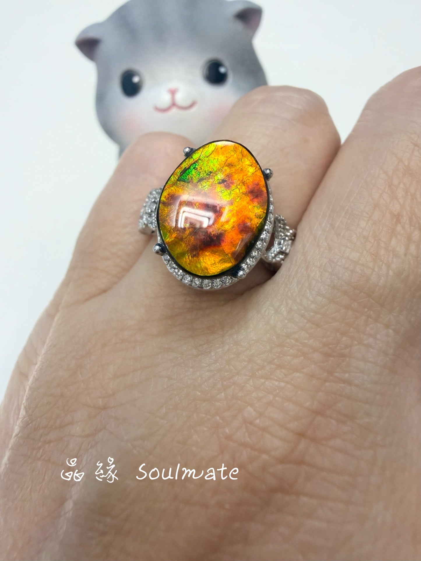 斑彩石戒指 (石10x14mm)
