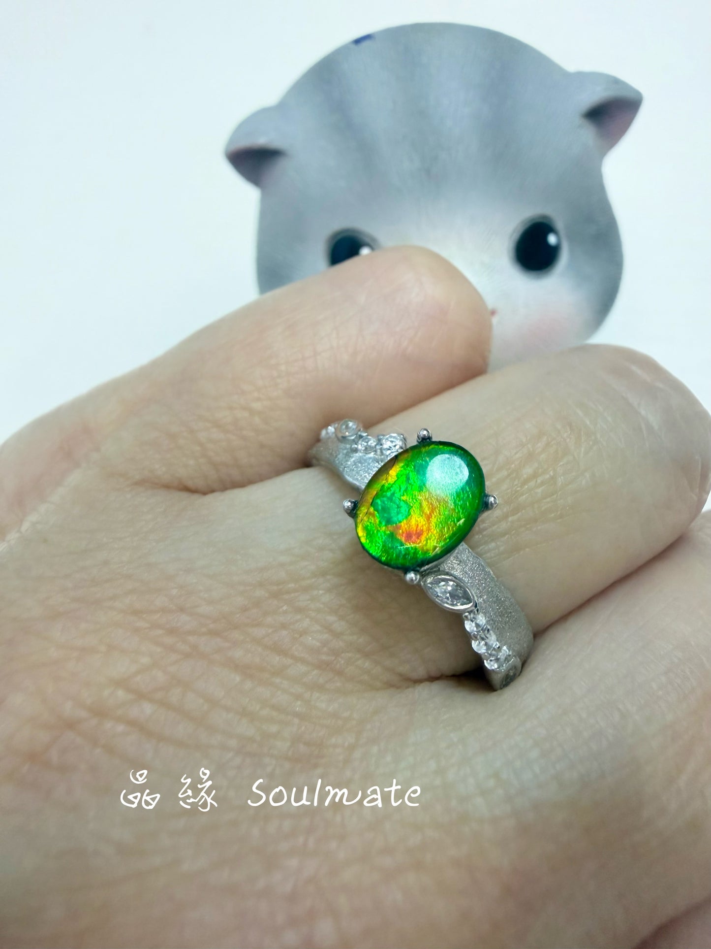 斑彩石戒指 (石6x8mm)