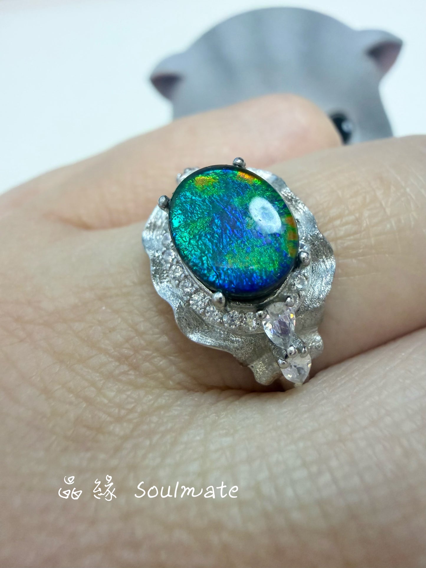 斑彩石戒指 (石7x9mm)