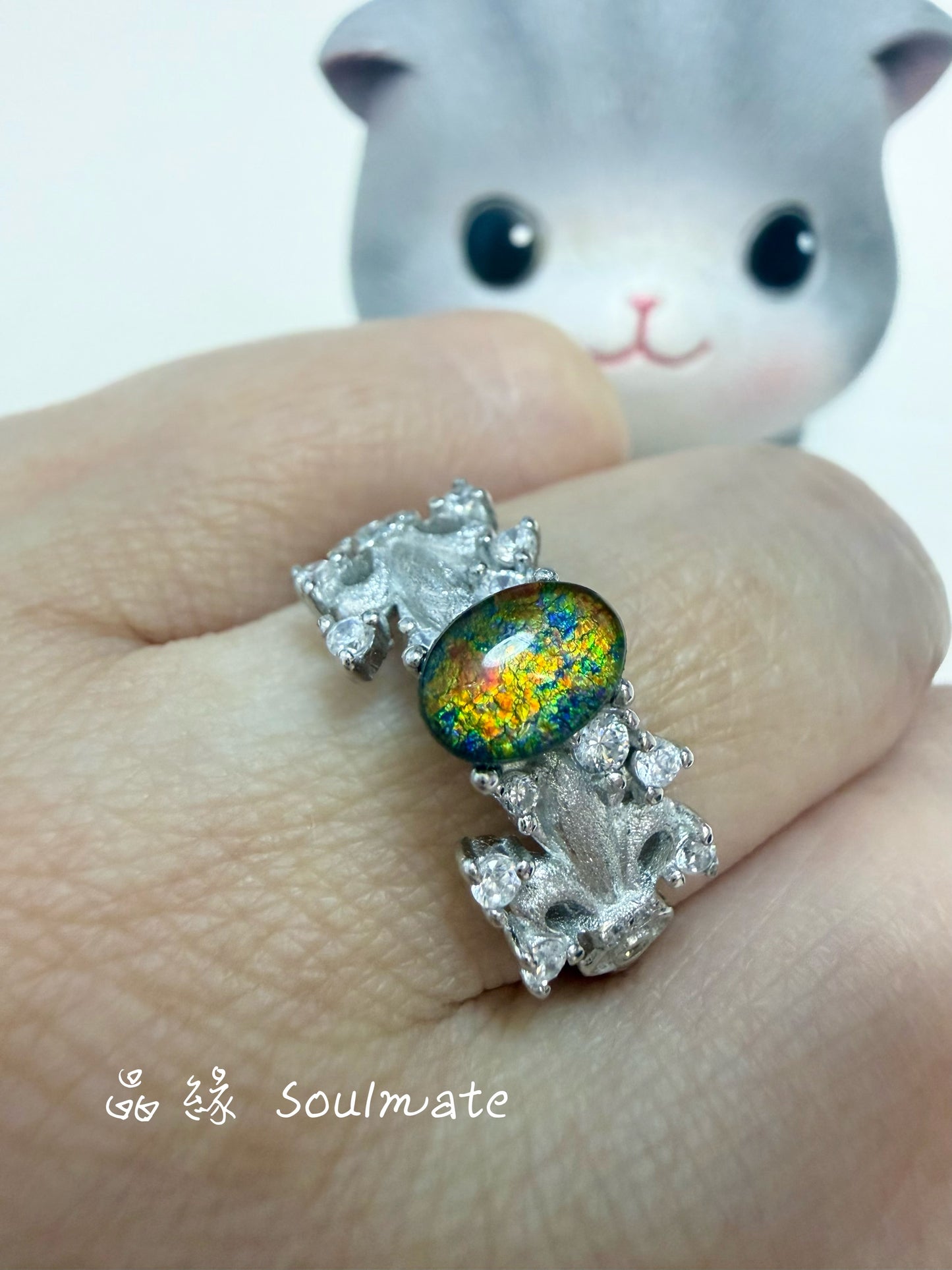 斑彩石戒指 (石5x7mm)
