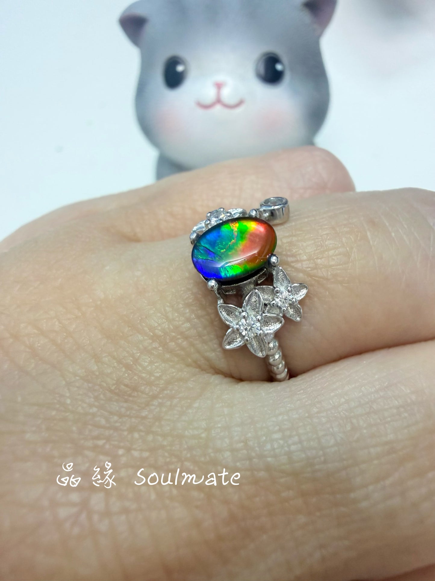 斑彩石戒指 (石5x7mm)