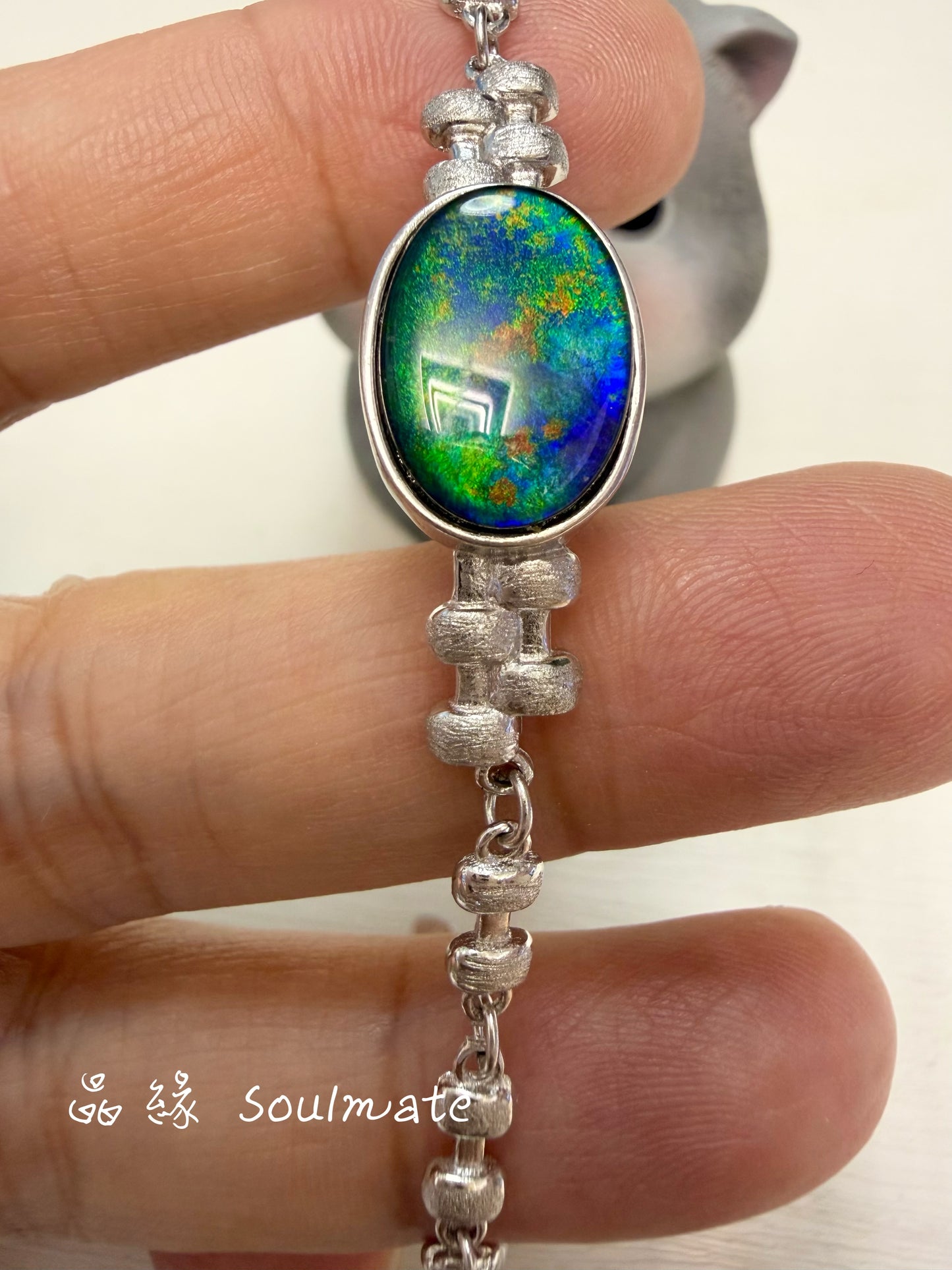 斑彩石手鏈 (石12x16mm)