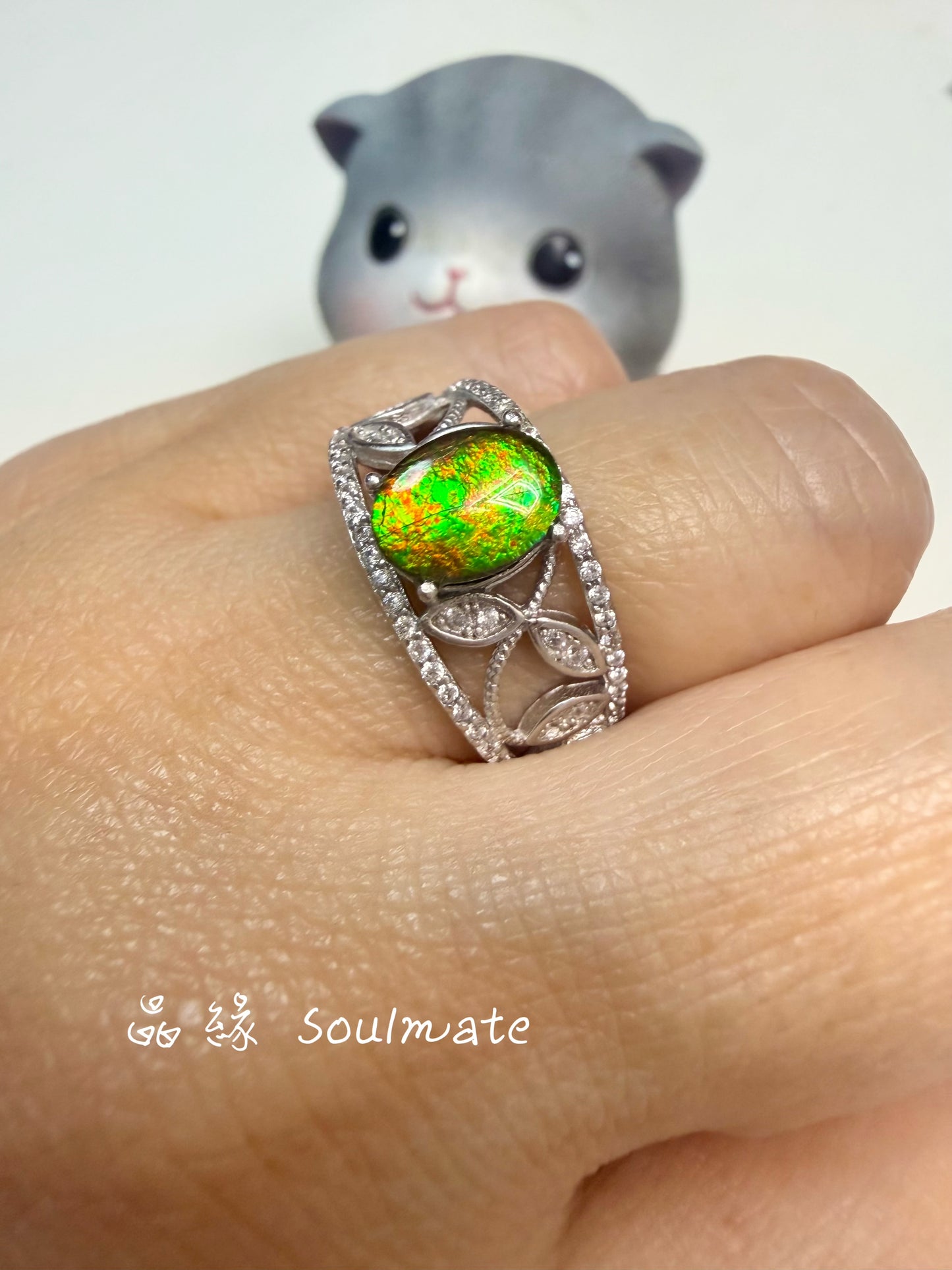 斑彩石戒指(石6x8mm)