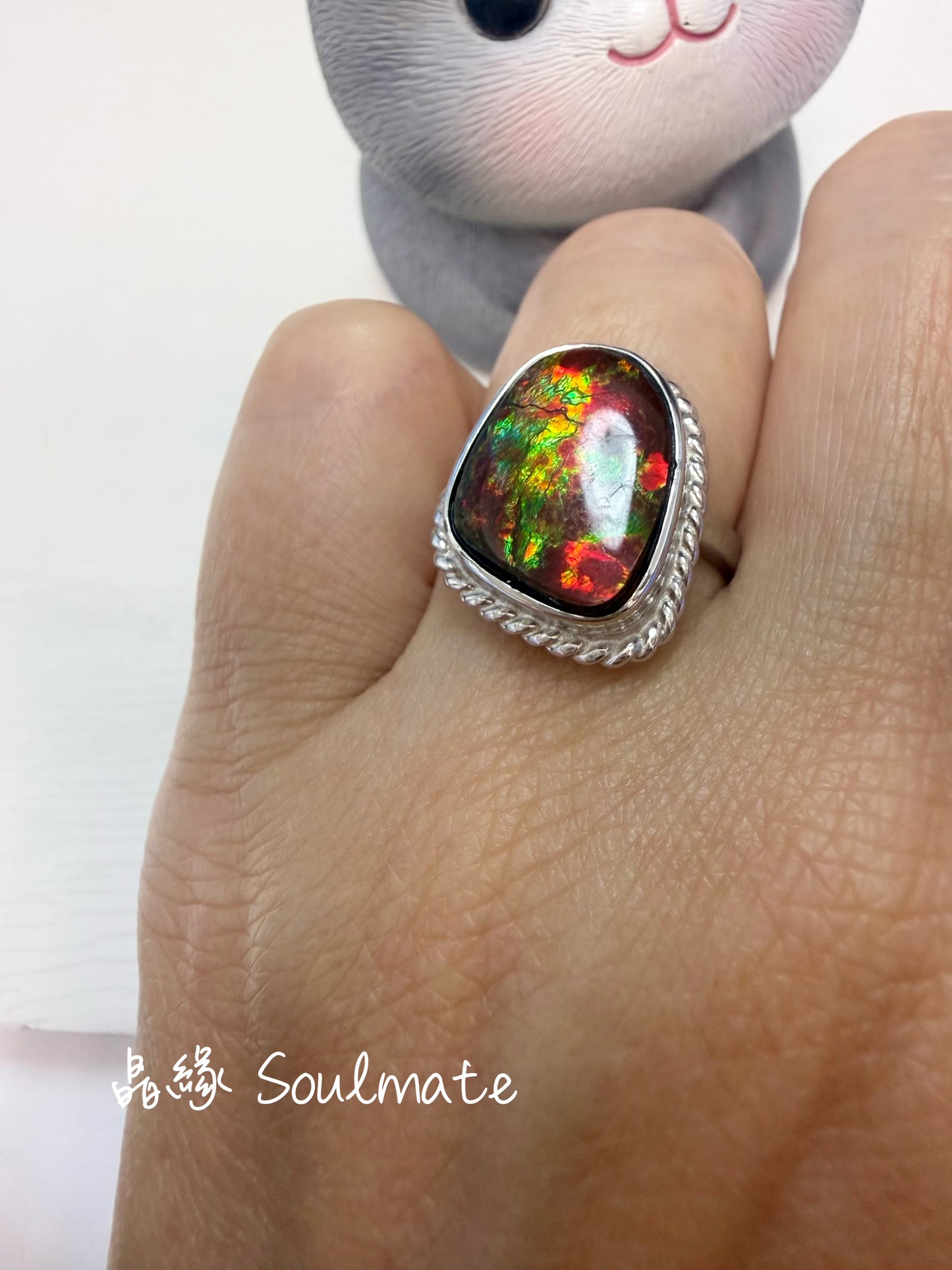 斑彩石戒指 15x18mm(石12x15mm)