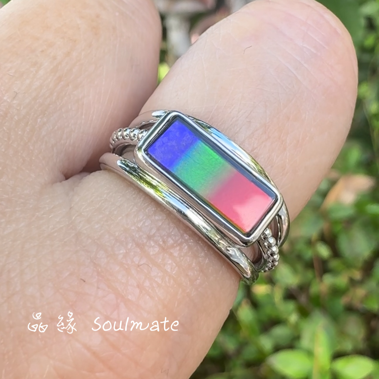 斑彩石戒指 6x14mm