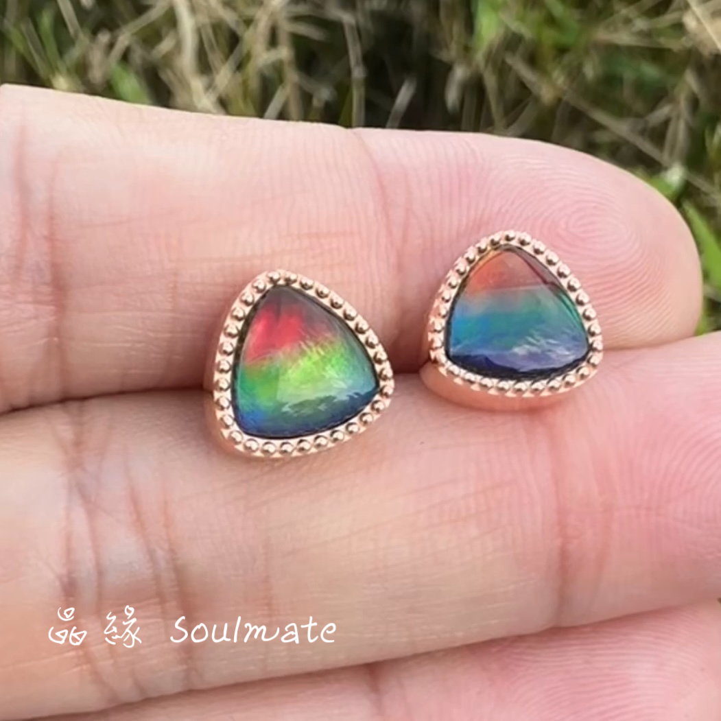 斑彩石耳釘 10mm (石8mm)