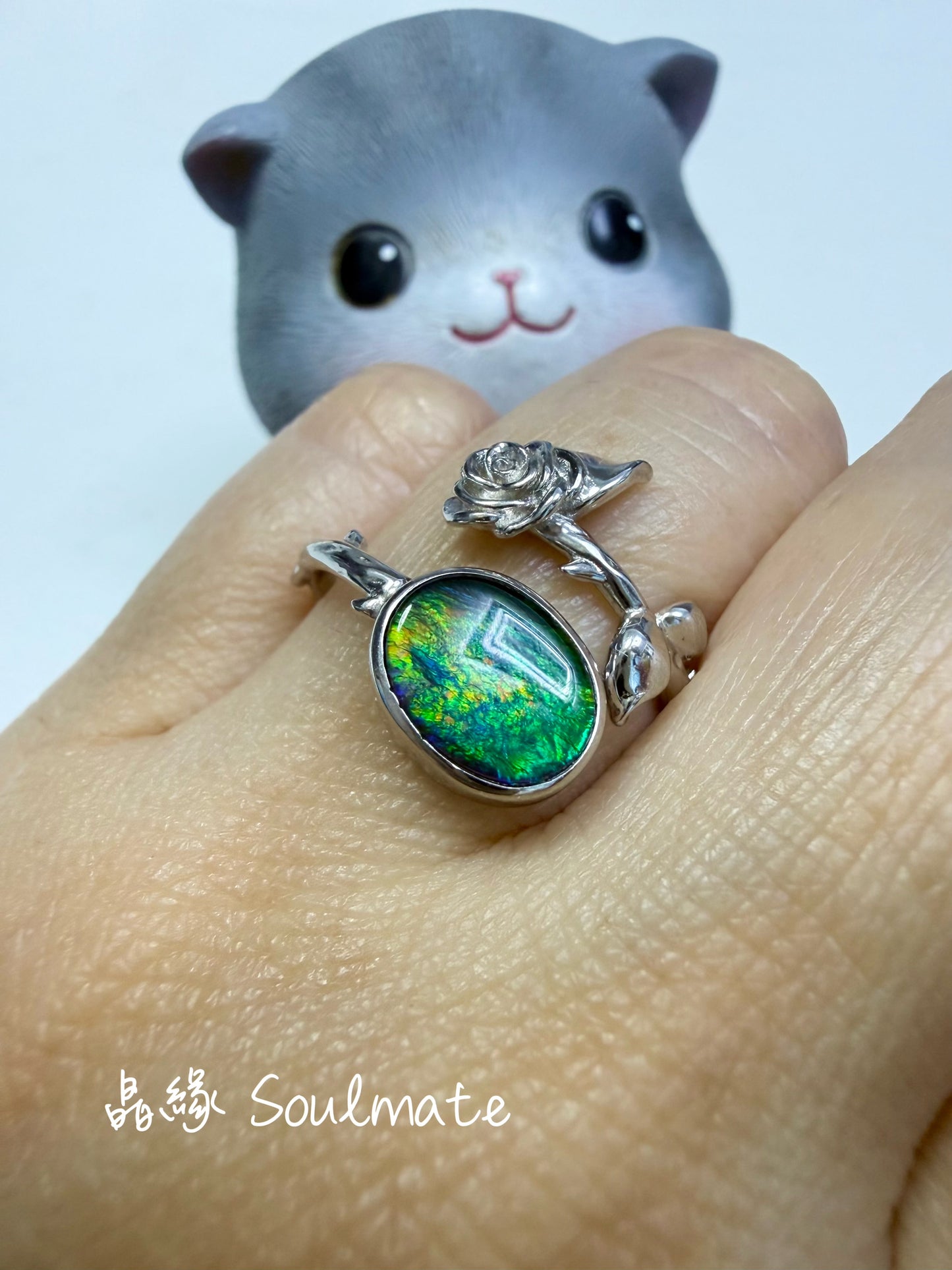 斑彩石戒指 (石7x9mm)