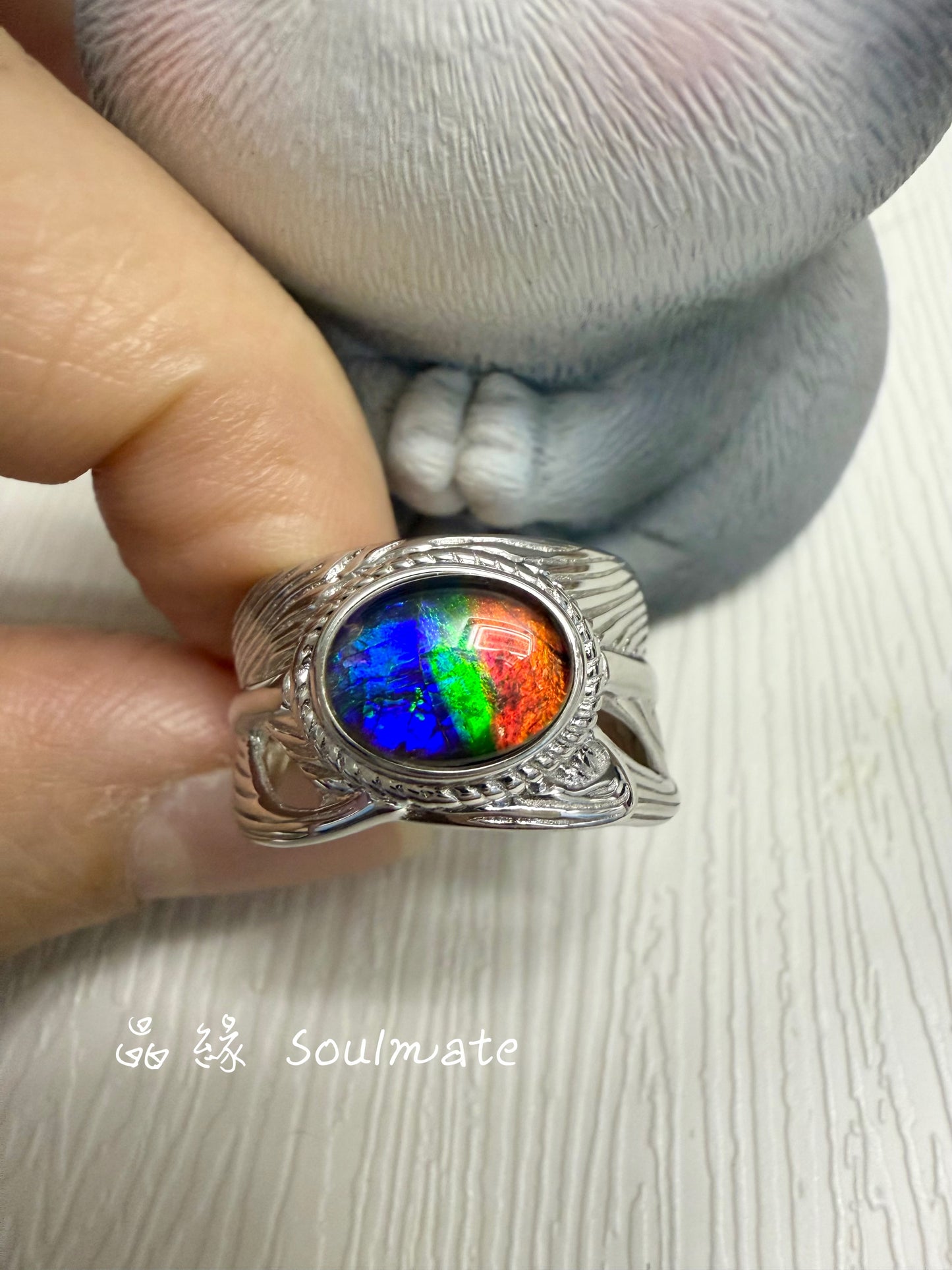 斑彩石戒指 (石7x9mm)