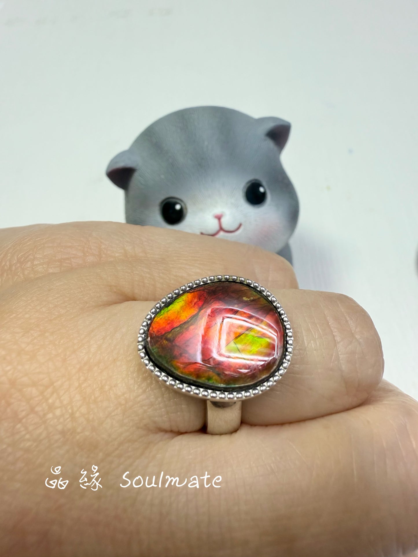 斑彩石戒指 14x17mm