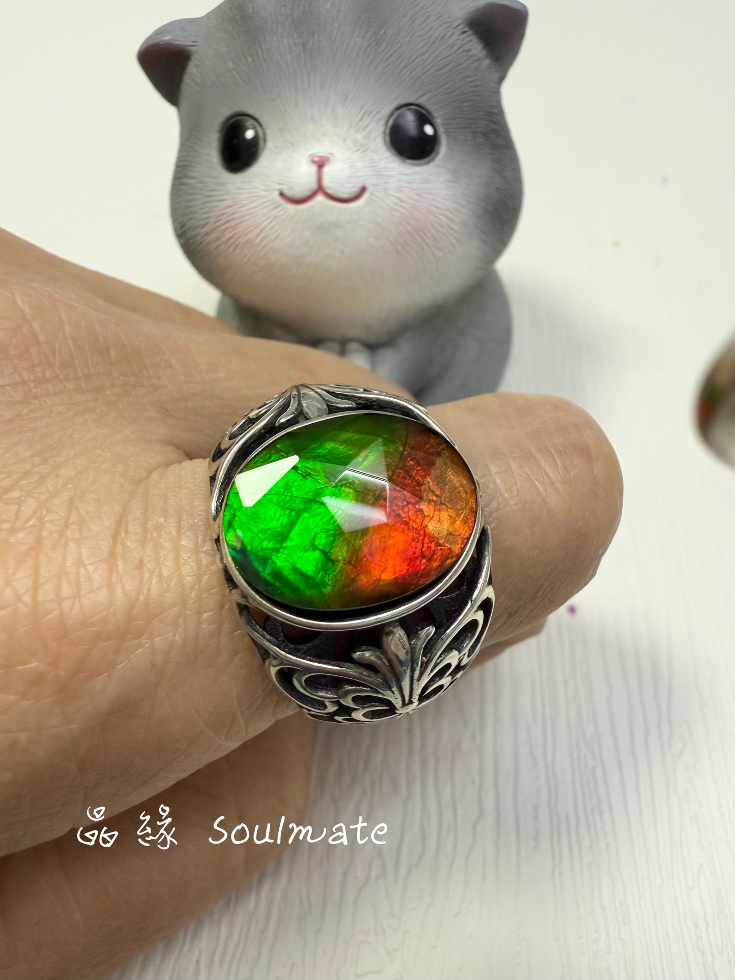 斑彩石戒指 12x16mm